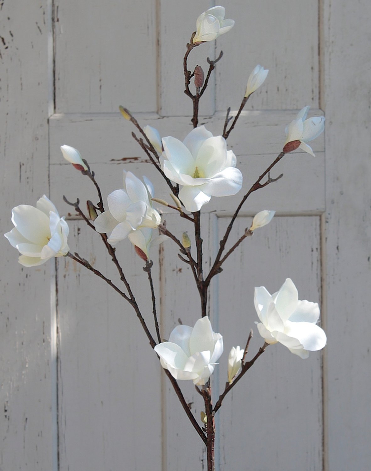 Künstlicher Magnolien Blütenzweig, 129 cm, creme-weiß