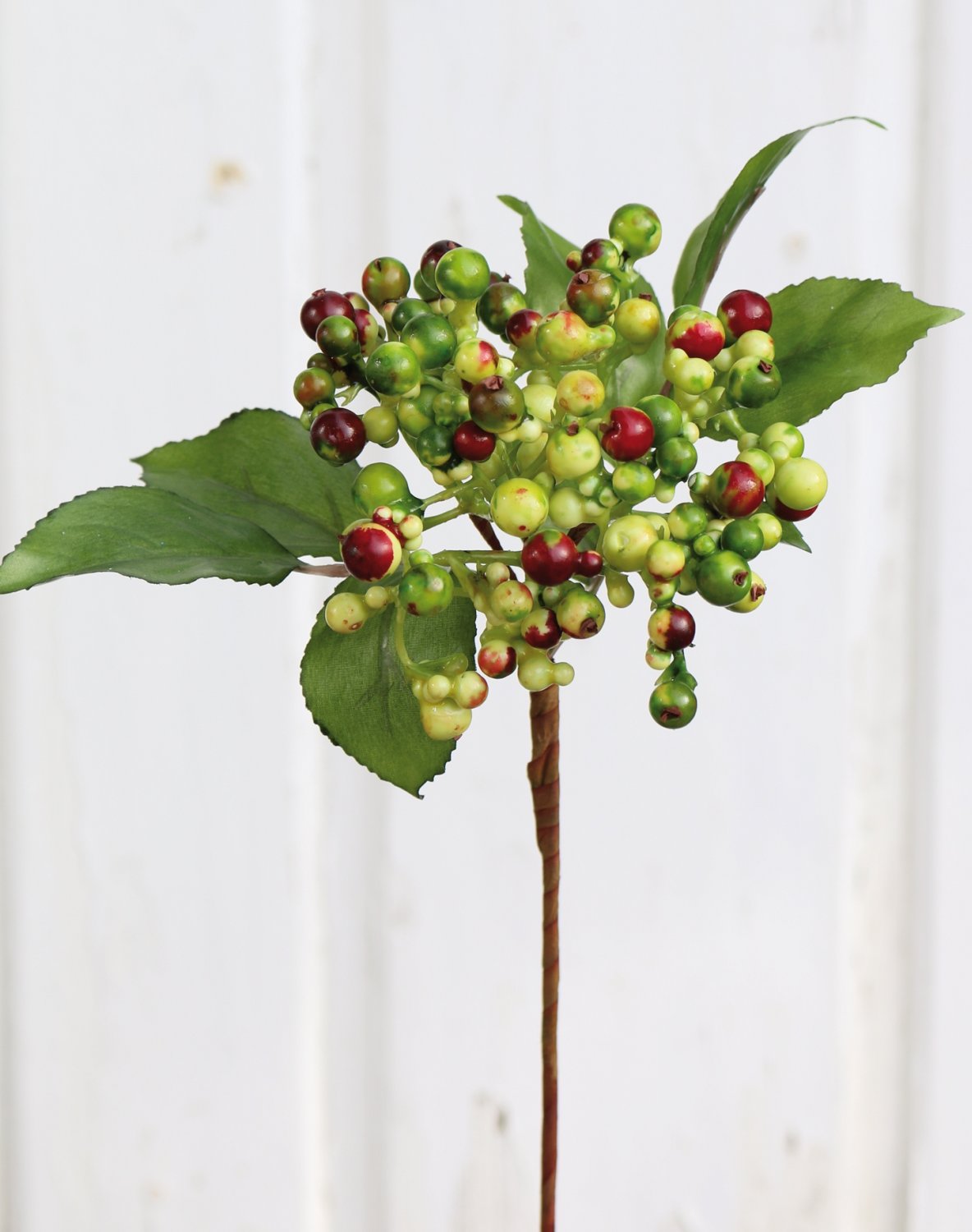 Artificial berries on stick, 30 cm, green-red