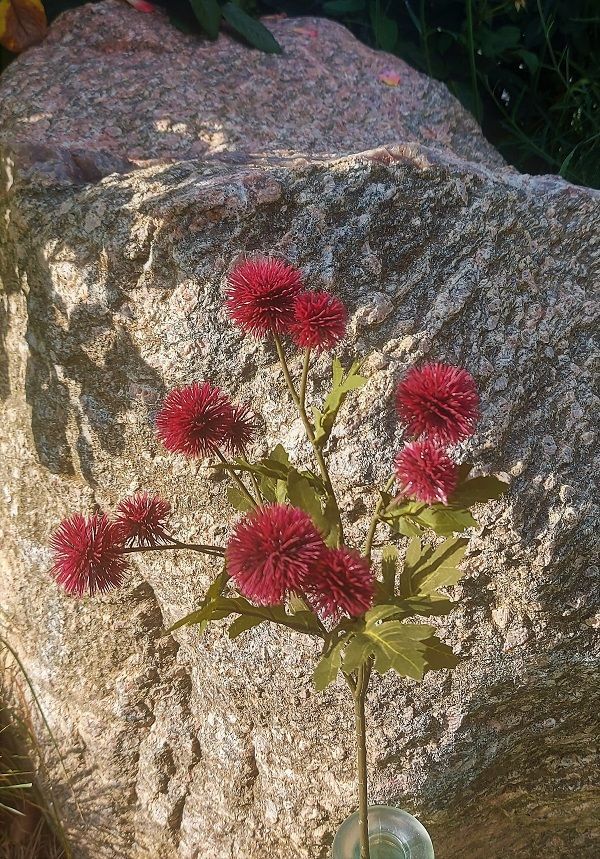 Artificial thistle branch "Vintage", 10-fold, 56 cm, burgundy red