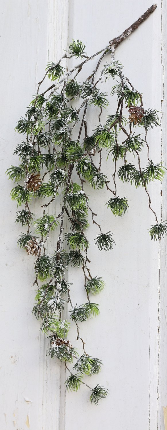 Künstlicher Lärchenhänger mit Schnee, 55 cm, grün-weiß