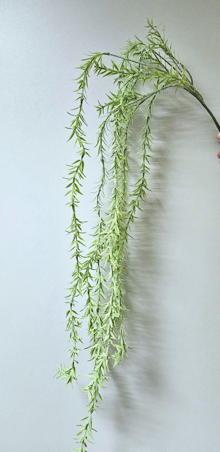 Colgante de sprengeri artificial, 124 cm, verde grisáceo