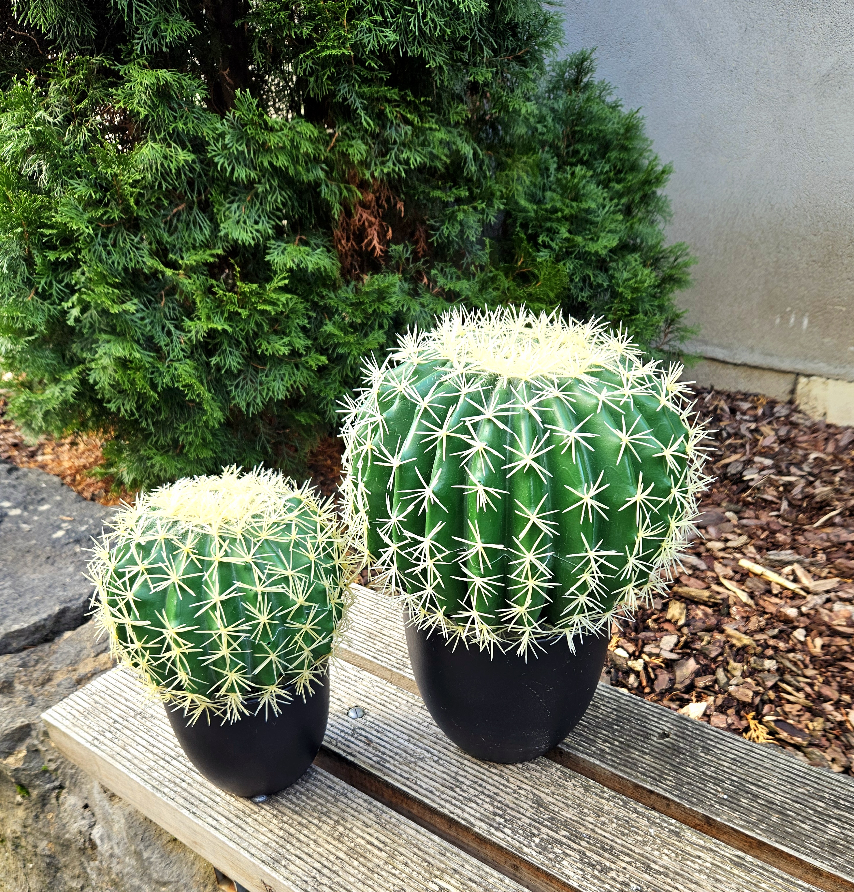 Artificial ball cactus, 35 cm, Ø 28 cm, green