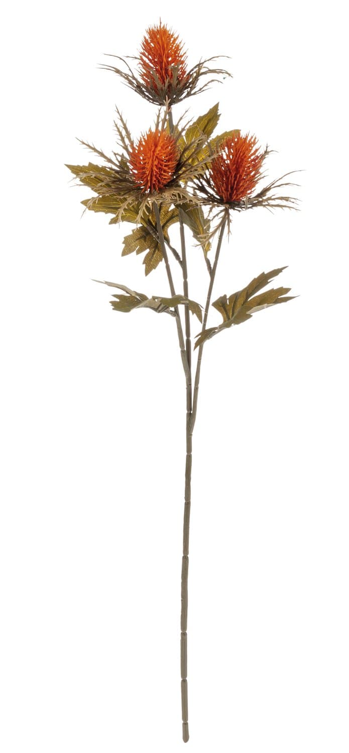 Künstliche Distel "Vintage", 3-fach, 67 cm, orange