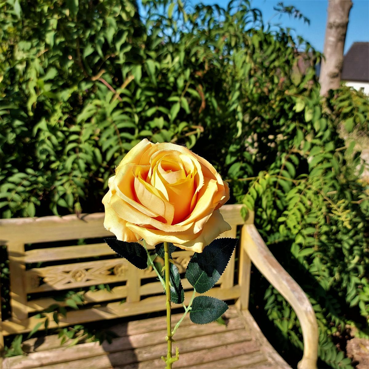 Kunstblume Rose, 55 cm, Ø 7 cm, orange