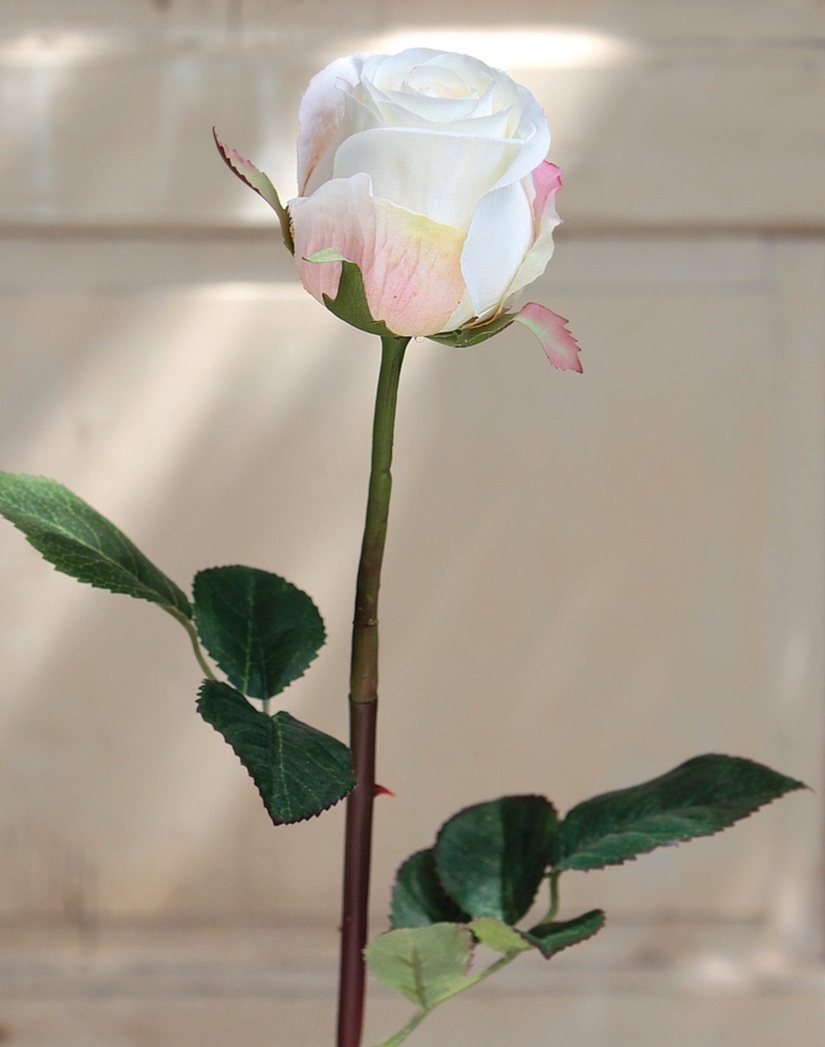 Künstliche Rose, 58 cm, creme-aprikose