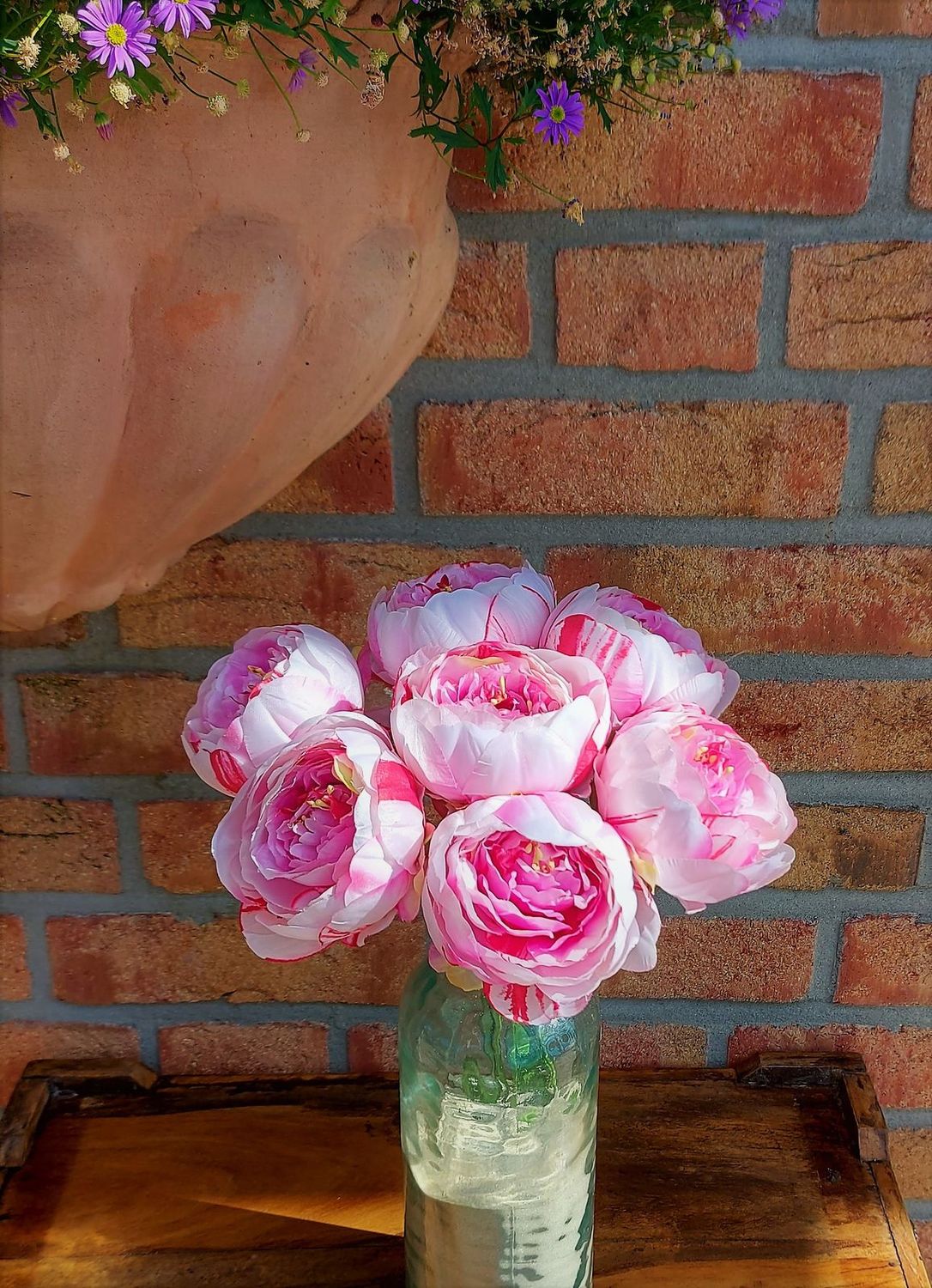 Kunstblumenstrauß aus Päonien, 7 Stück, 32 cm, hellrosa-dunkelrosa