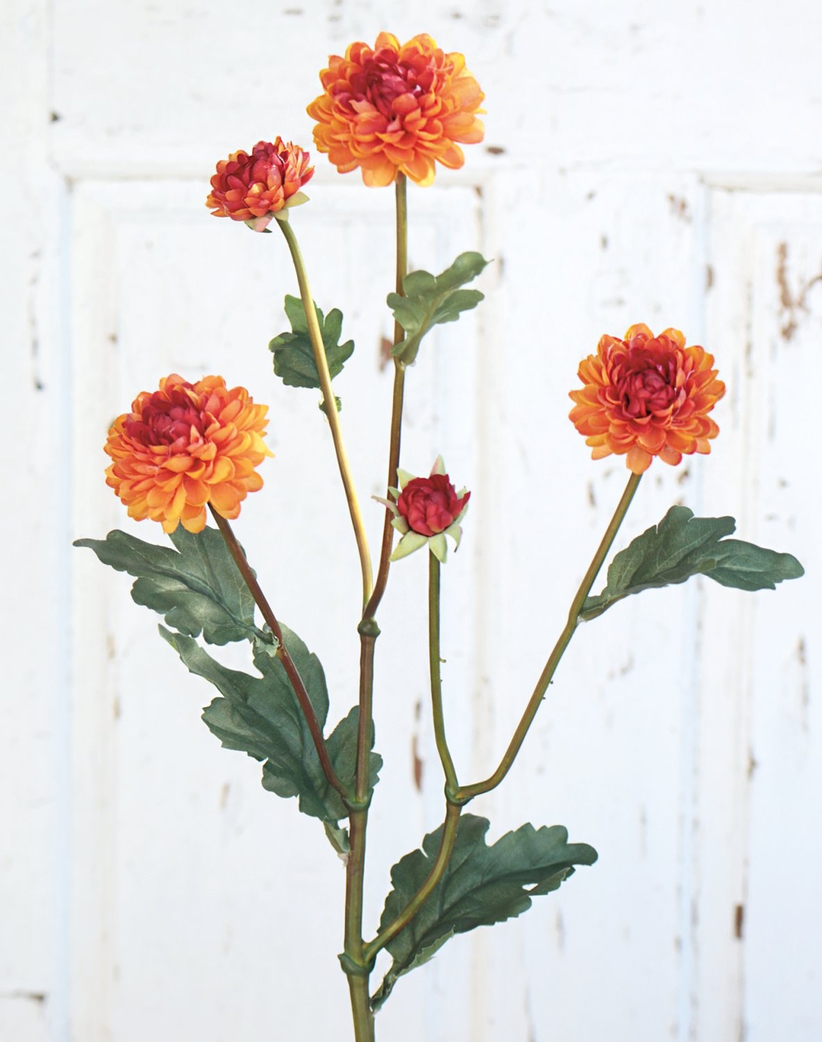 Faux Chrysanthemum, 5-flowers, 68 cm, orange