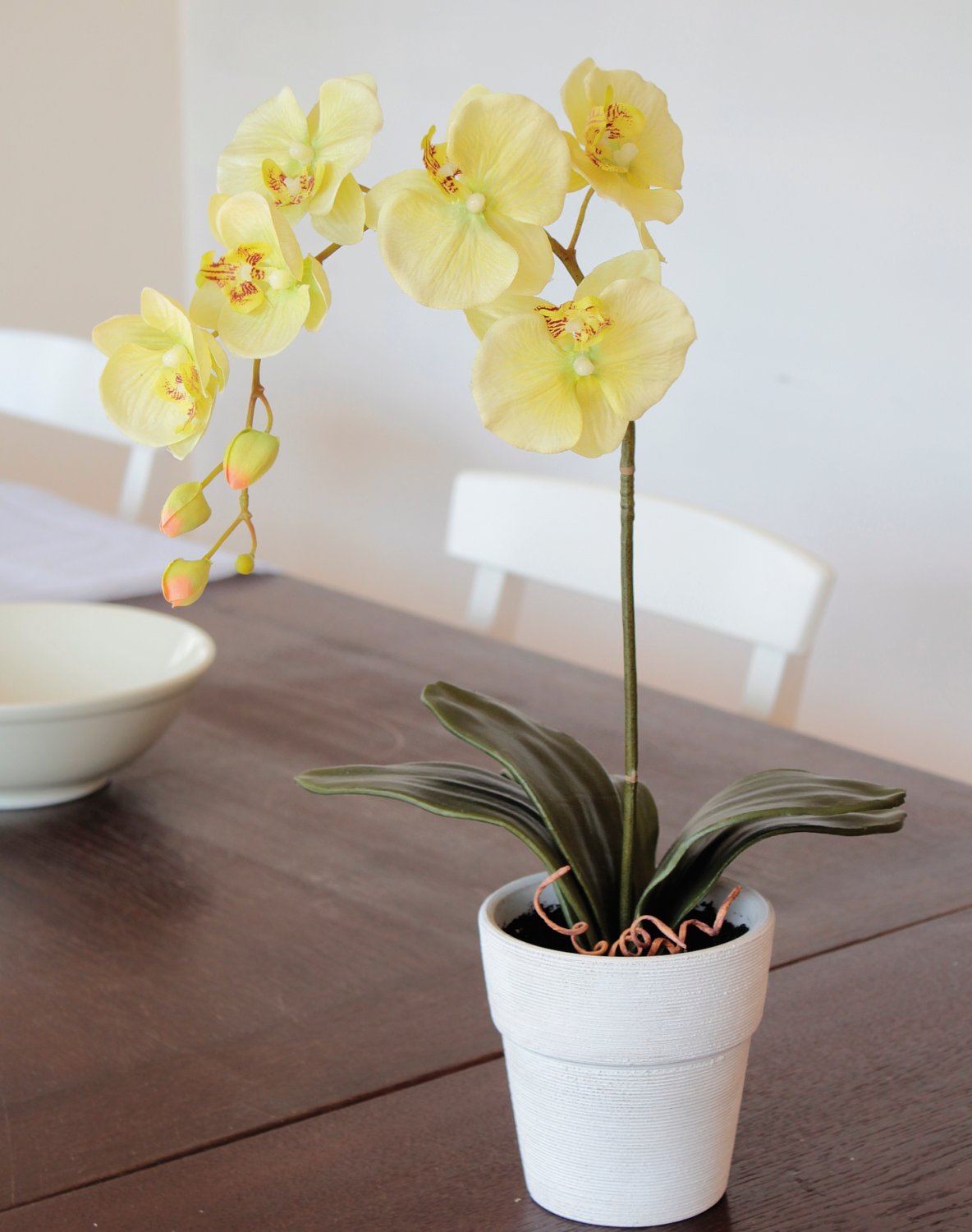 Ohmywor Künstliche Orchidee Orange Mit Topf – 48 Cm Hoch, Seidenblume Für Tischdekoration & Wohnung