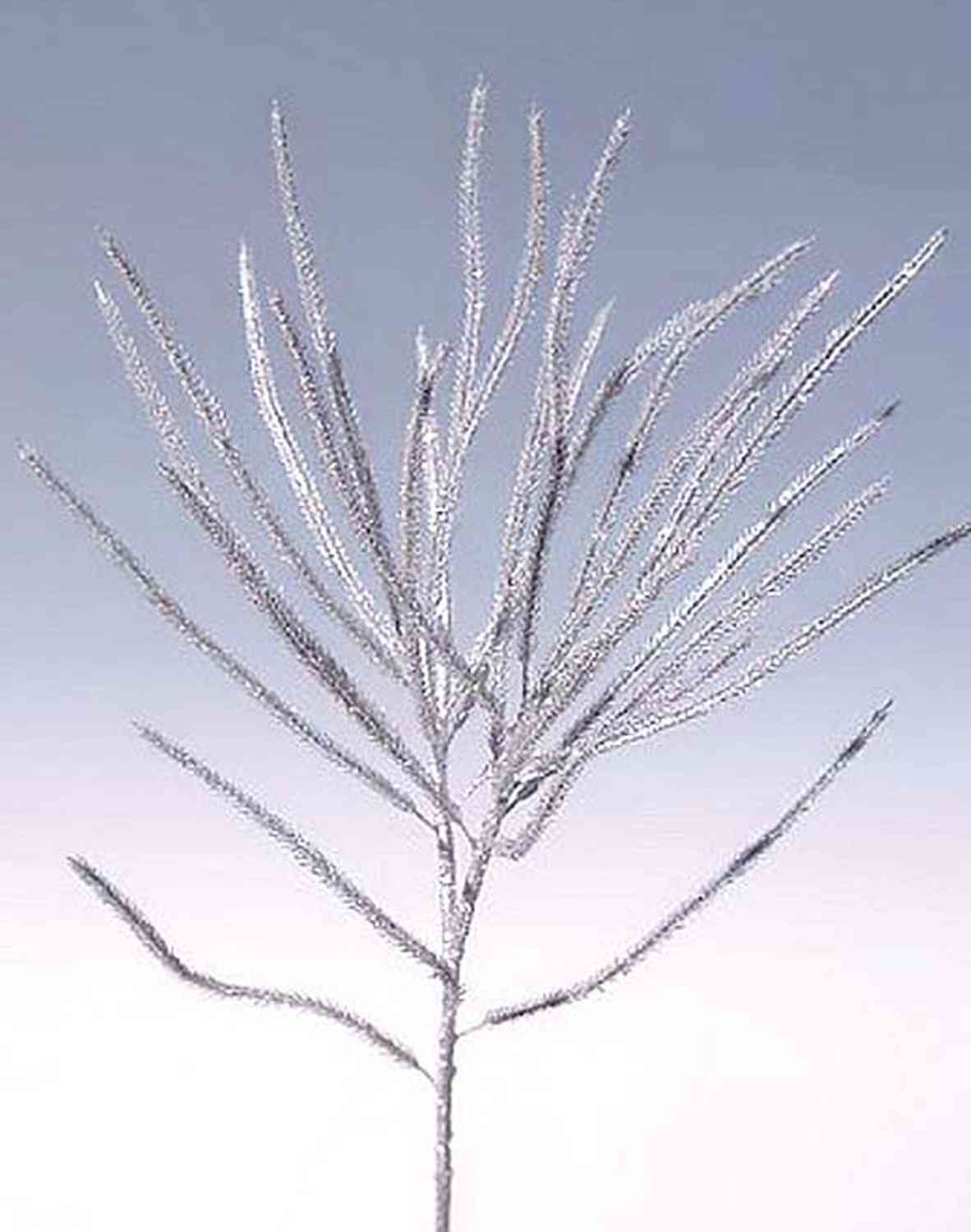 Artificial cedar branch with glitter, synthetic material, 60 cm, silver