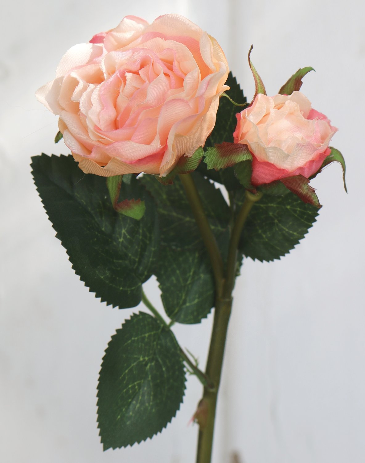 Rosa artificiale, 1 fiore, 1 bocciolo, 30 cm, albicocca