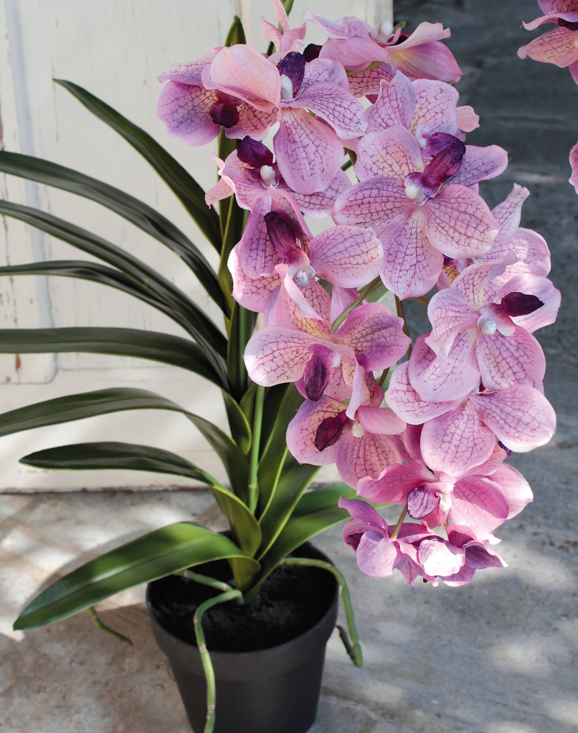 Orchid silk flower, with pot, 130 cm, lilac