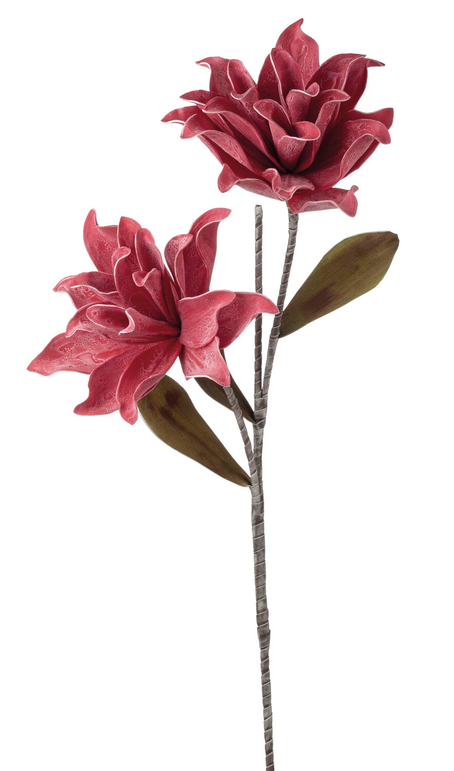 Deko Soft flower 'Kamelienzweig' mit 2 Blüten, 118 cm, purpurrot