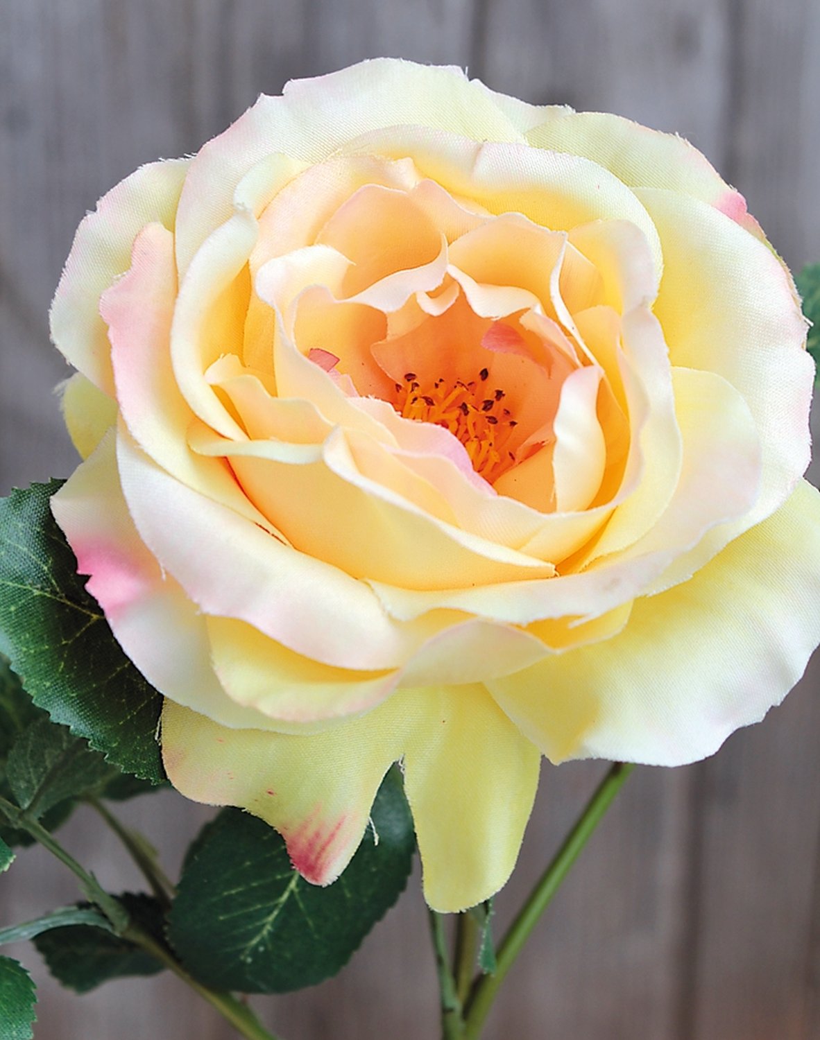 Künstliche Rose, 1 Blüte, 1 Knospe, 43 cm, gelb