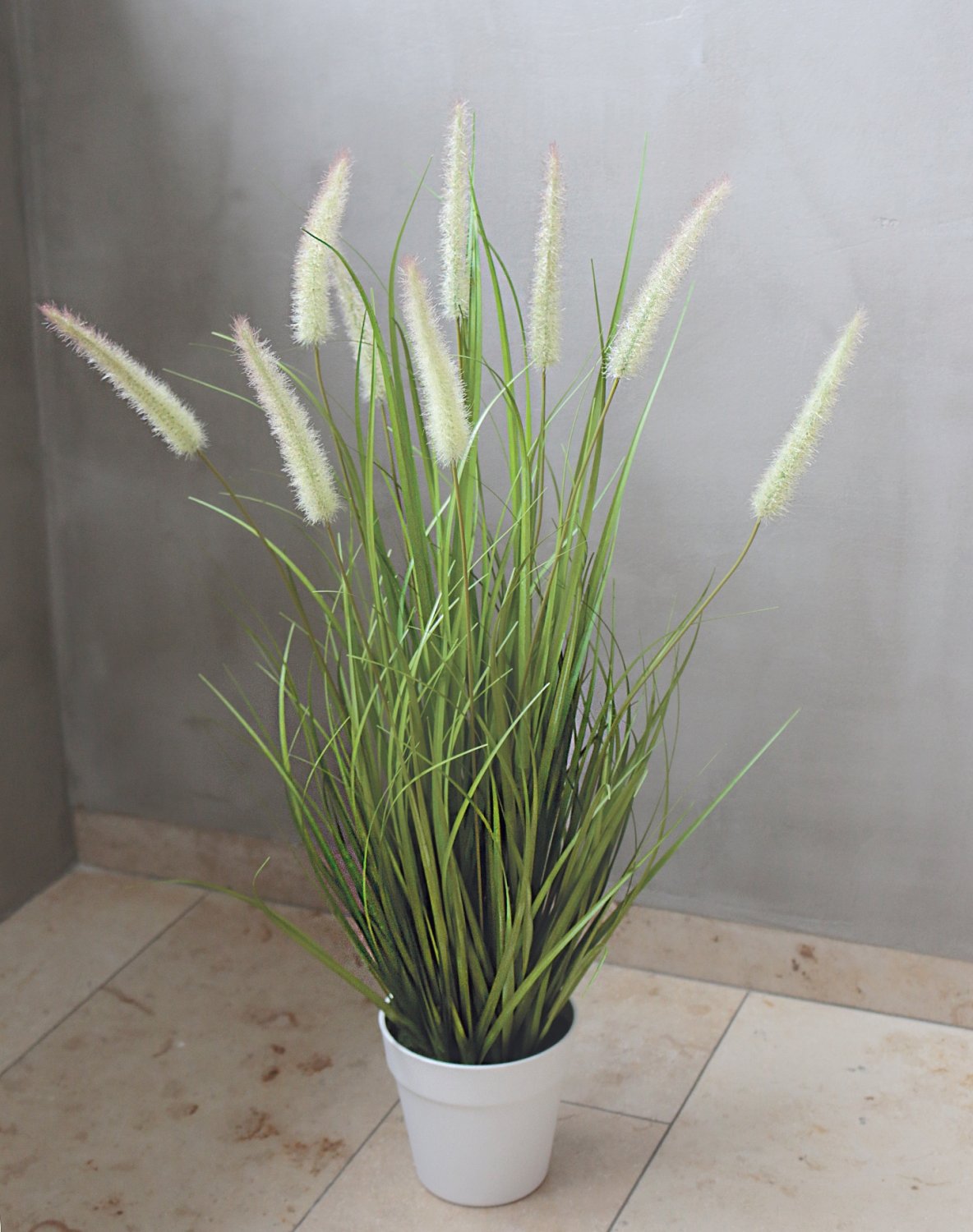 Artificial tuft of grass 'Chinese fountain grass', potted, 76 cm, green