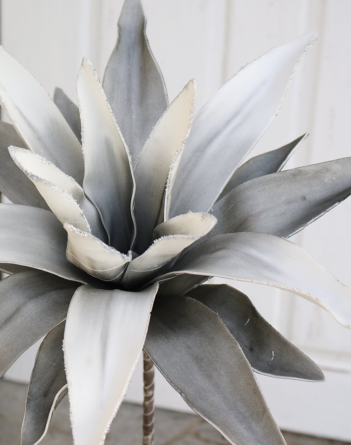 Künstliche Soft flower 'Aloe', mit Glitter, 90 cm, grau-silber