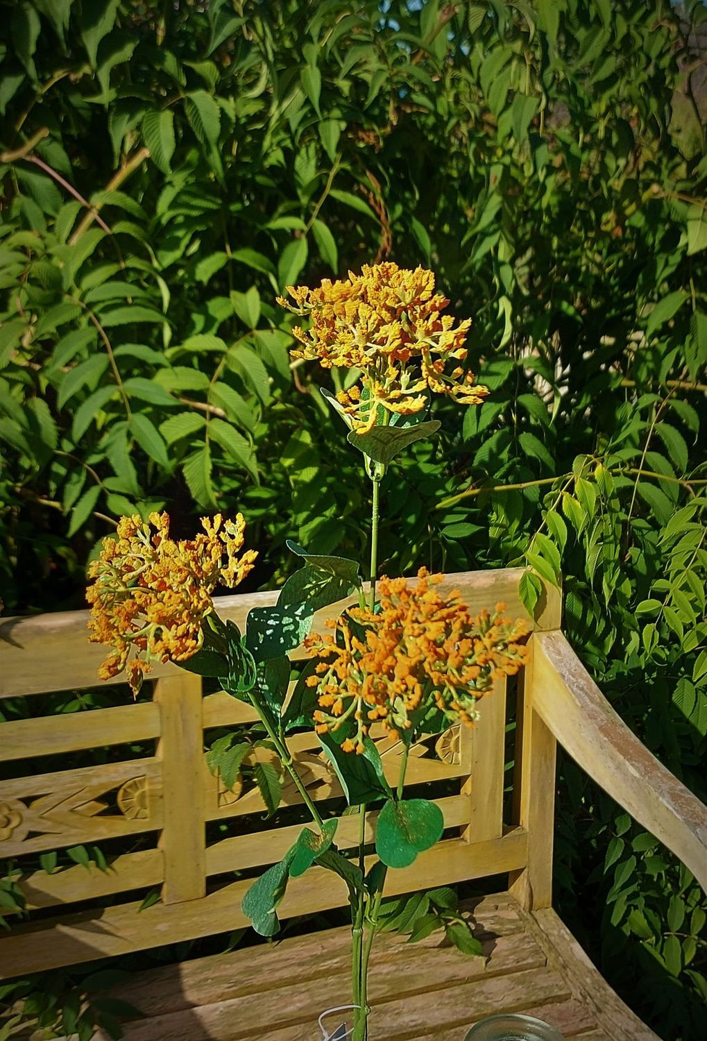 Kunstblume Achillea, 3 Blüten, 68 cm, orange