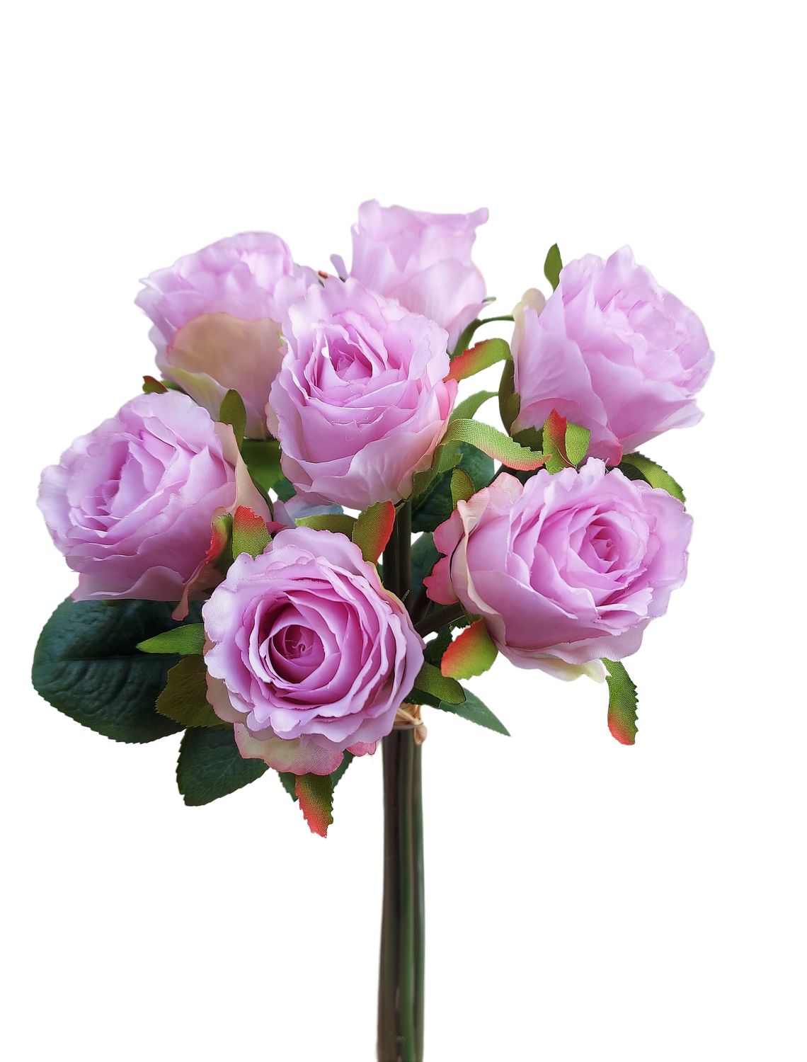 Artificial field-grown rose bouquet, 7 flowers, 37 cm, lilac