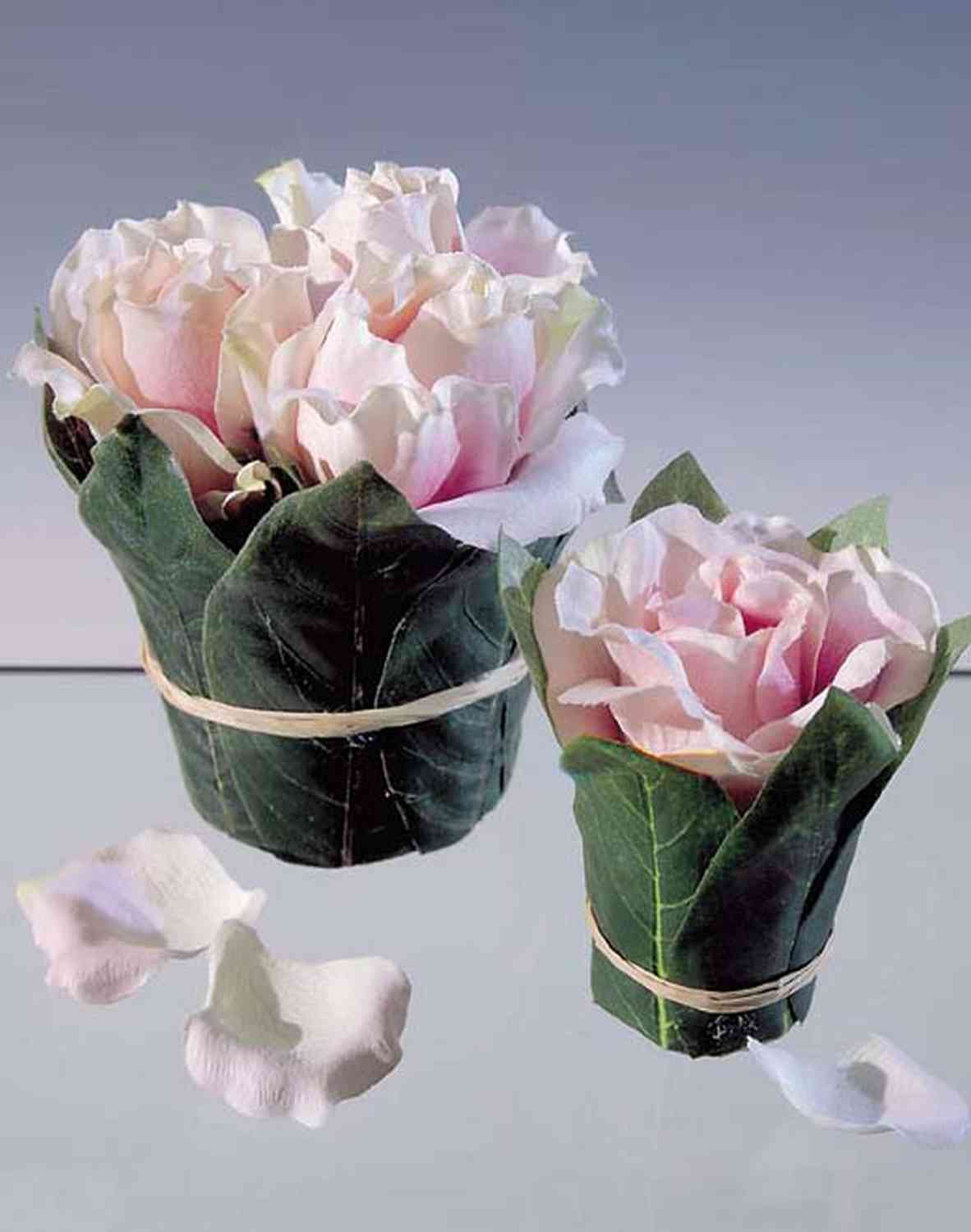 Künstliche Rosentopf mit Blättern, 3 Blüten, 13 cm, rosa