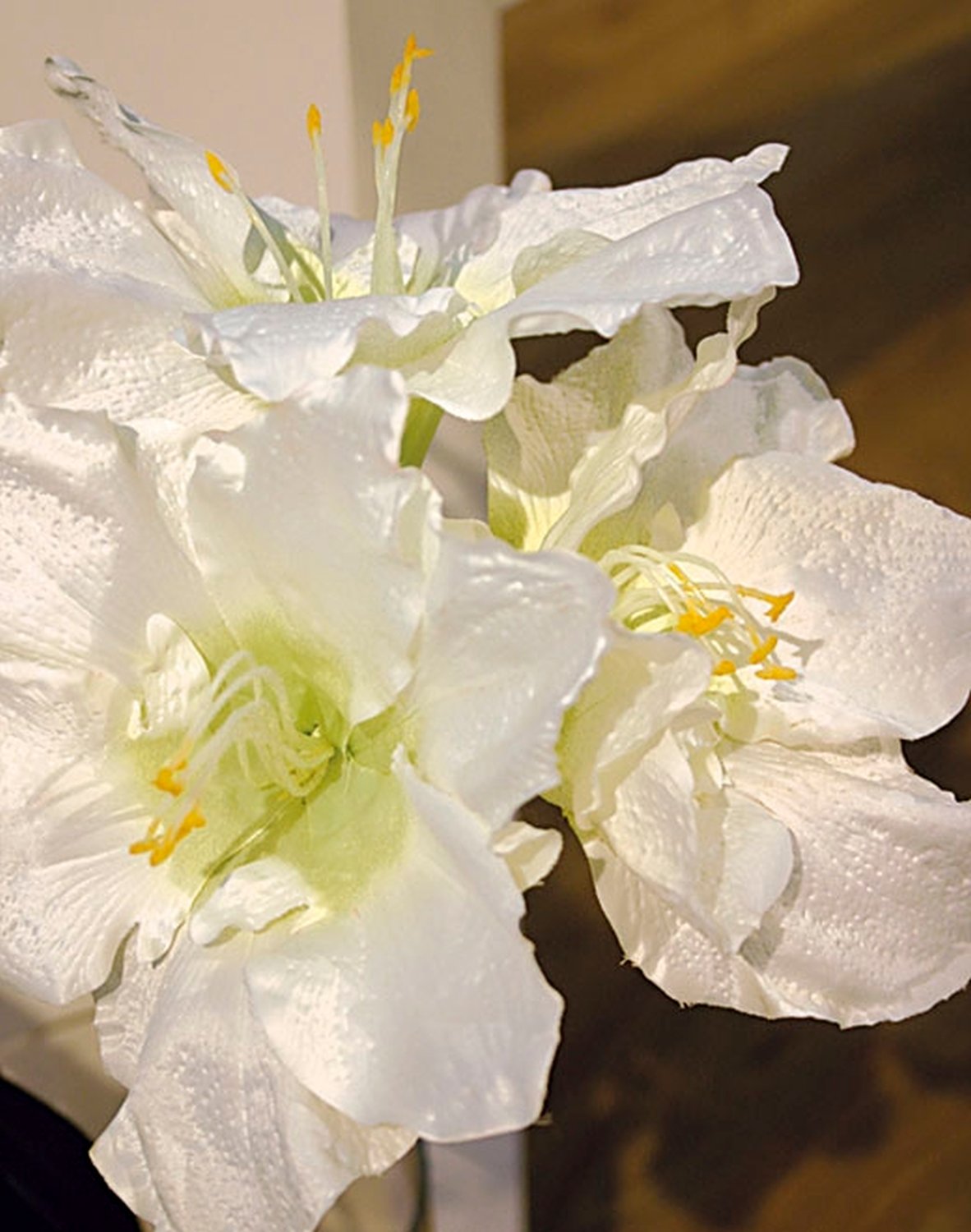 Künstliche Amaryllis mit Zwiebel, 80 cm, creme-weiß