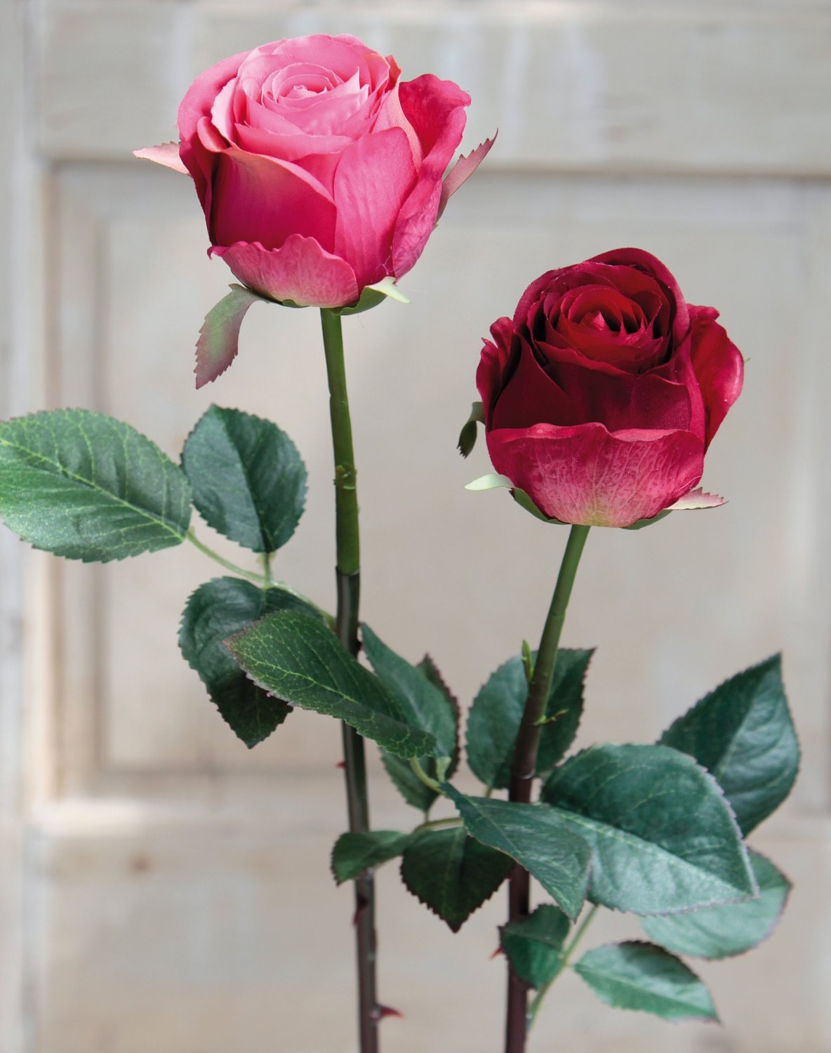 Künstliche Rose, 58 cm, rot-grün