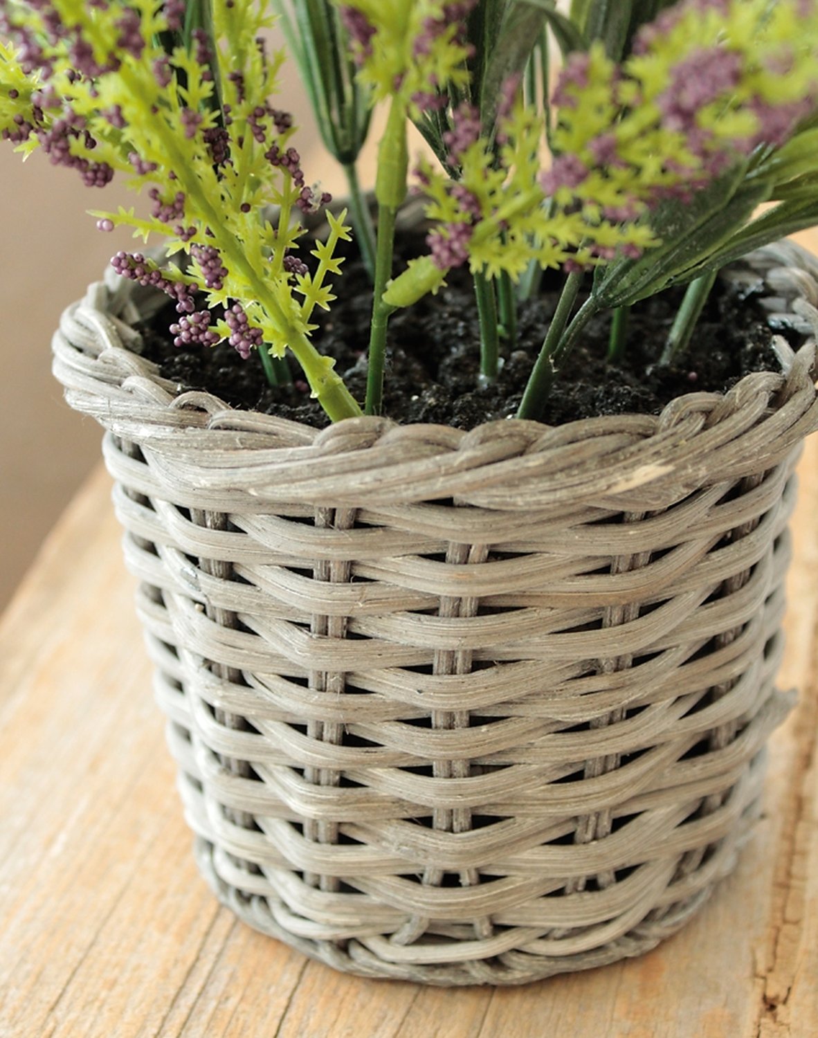 Artificial lavender in basket, 30 cm, dark violet