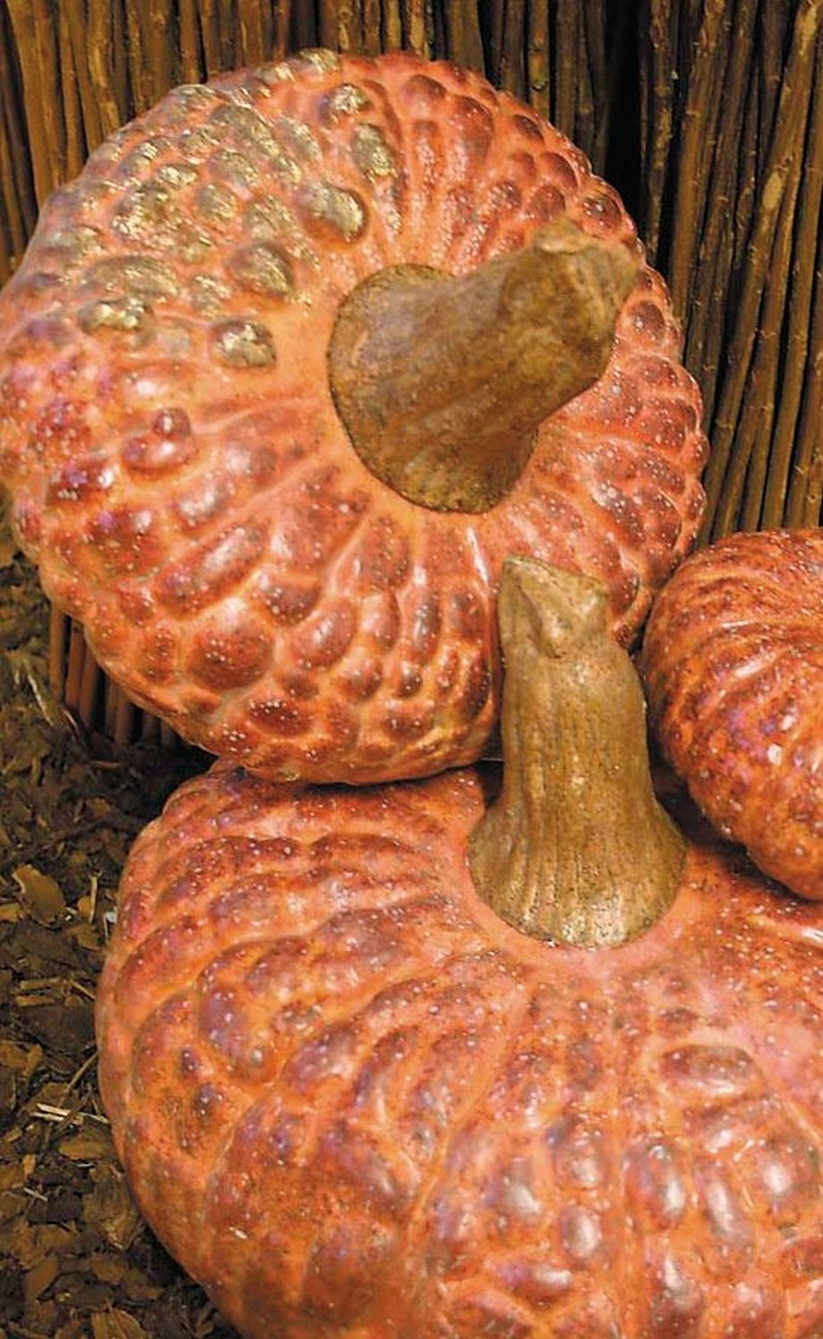 Künstlicher Kürbis, 24 cm, braun-gelb