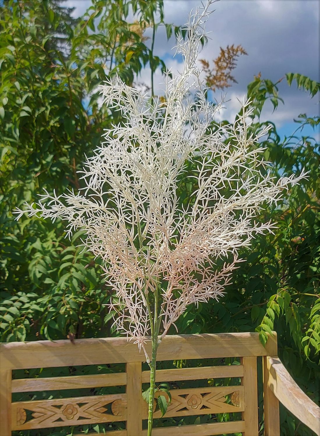 Synthetic grass branch, 80 cm, white-pink