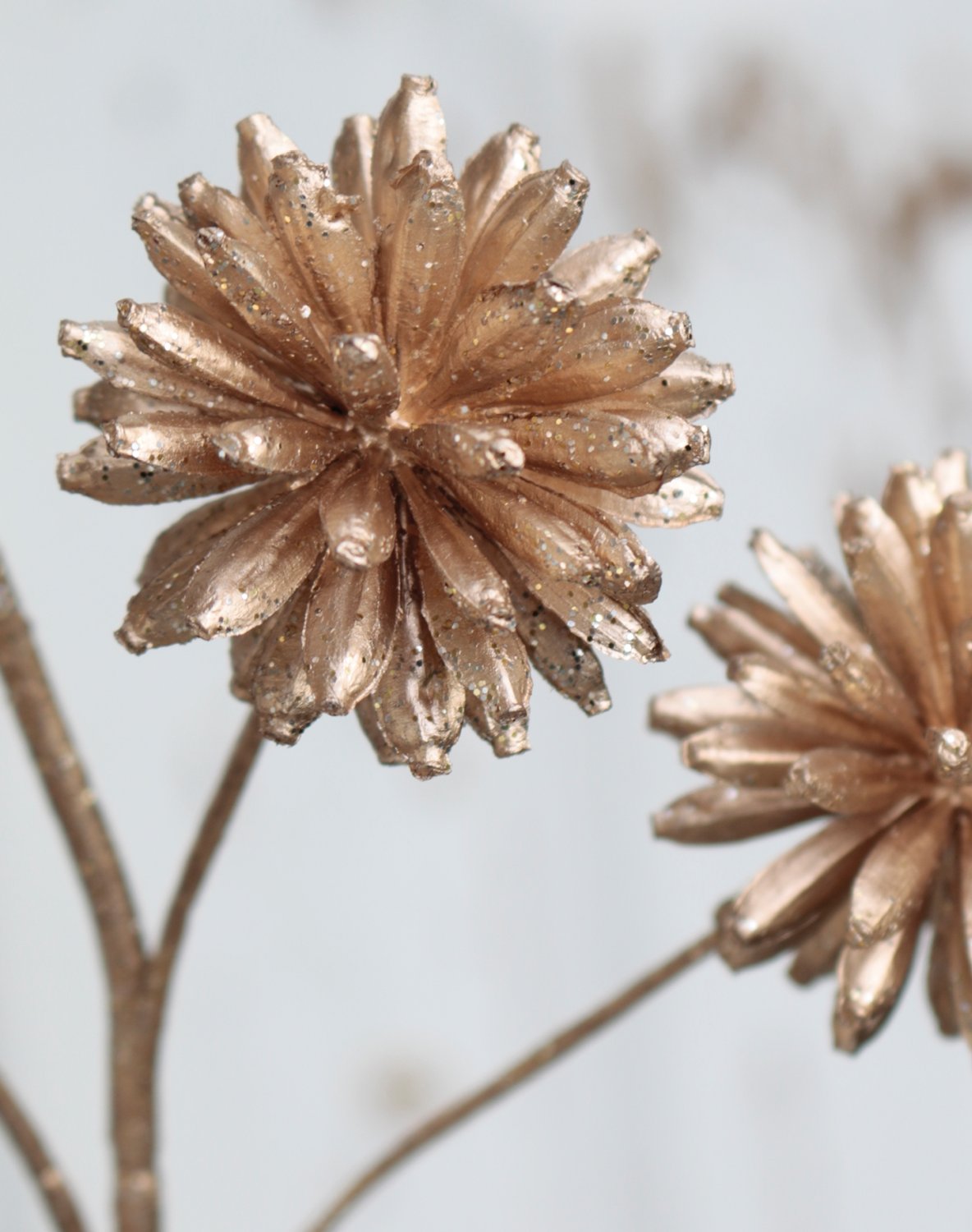 Faux decorative twig, 55 cm, champagne-camellia