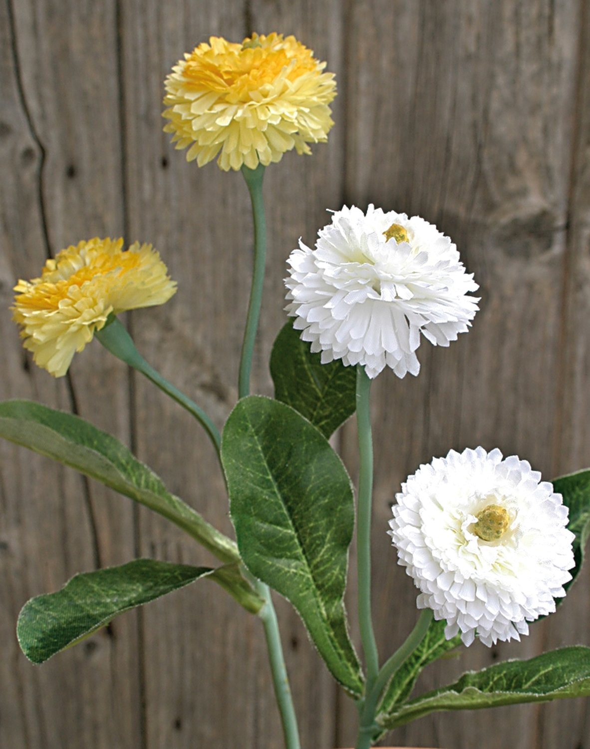 Bellis artificiale, 2 fiori, 26 cm, giallo