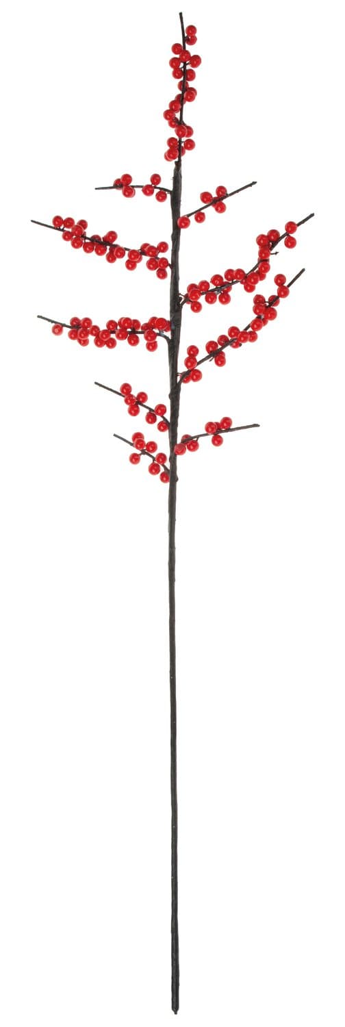 Artificial branch with holly berries, 81 cm, red