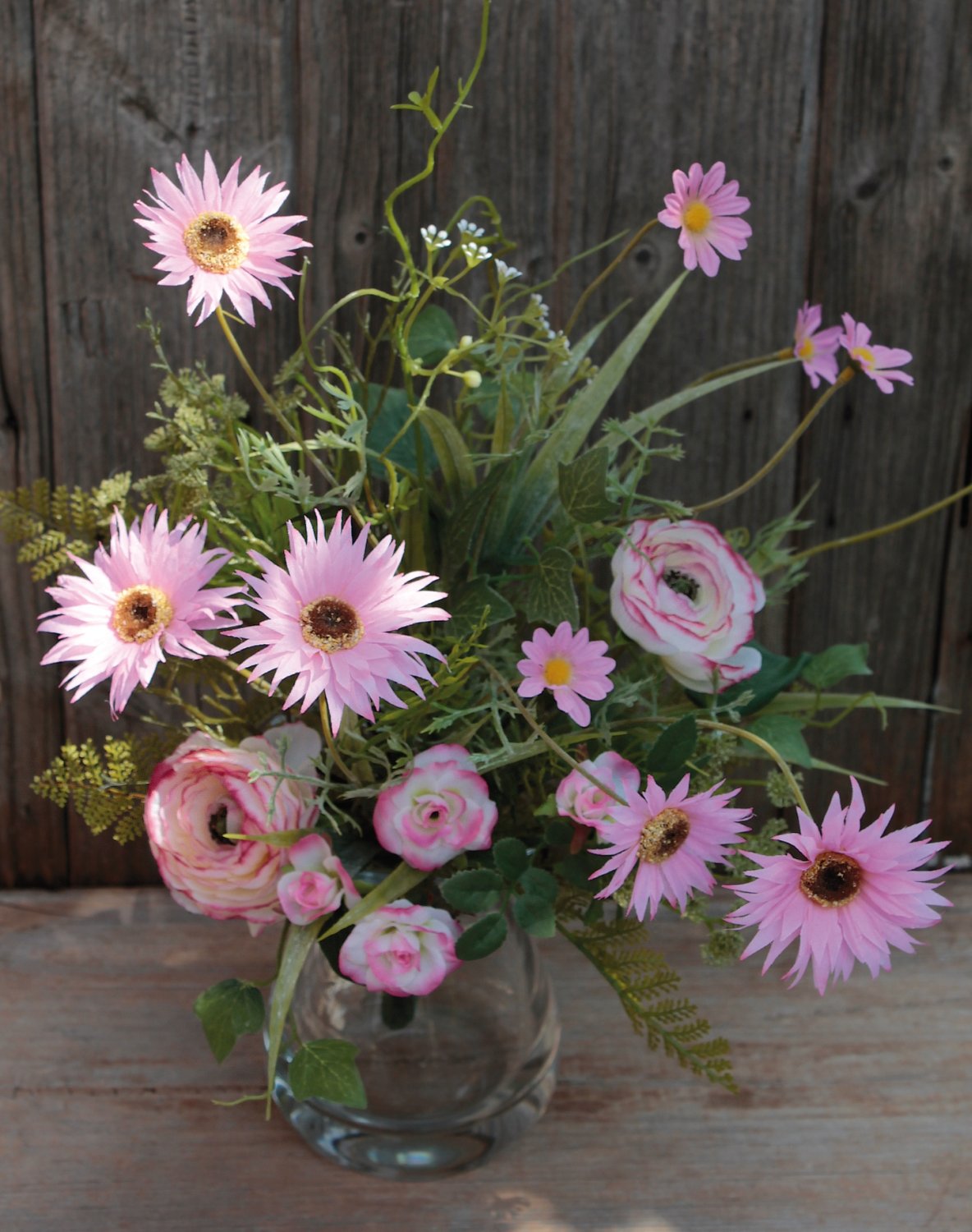 Bouquet artificiale 'Rosa / Gerbera / Ranuncolo', 45 cm, rosa