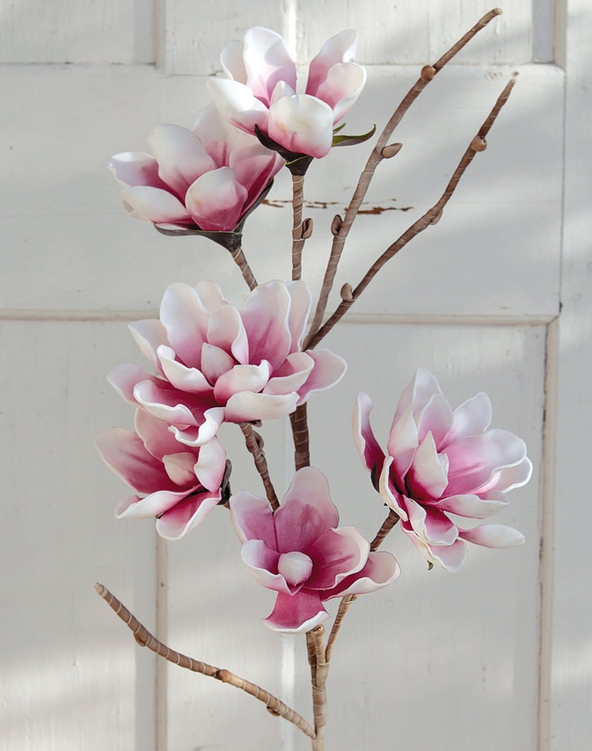 Artificial soft flower 'magnolia', 112 cm, pink-white