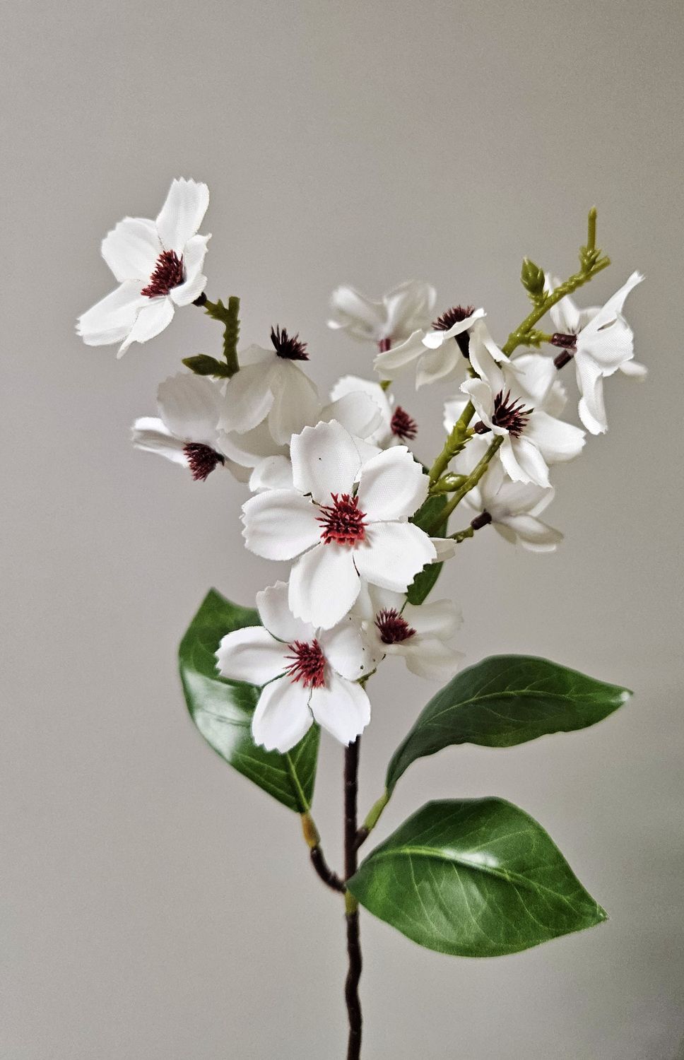 Artificial bergenia flowering branch, 46 cm, pure white