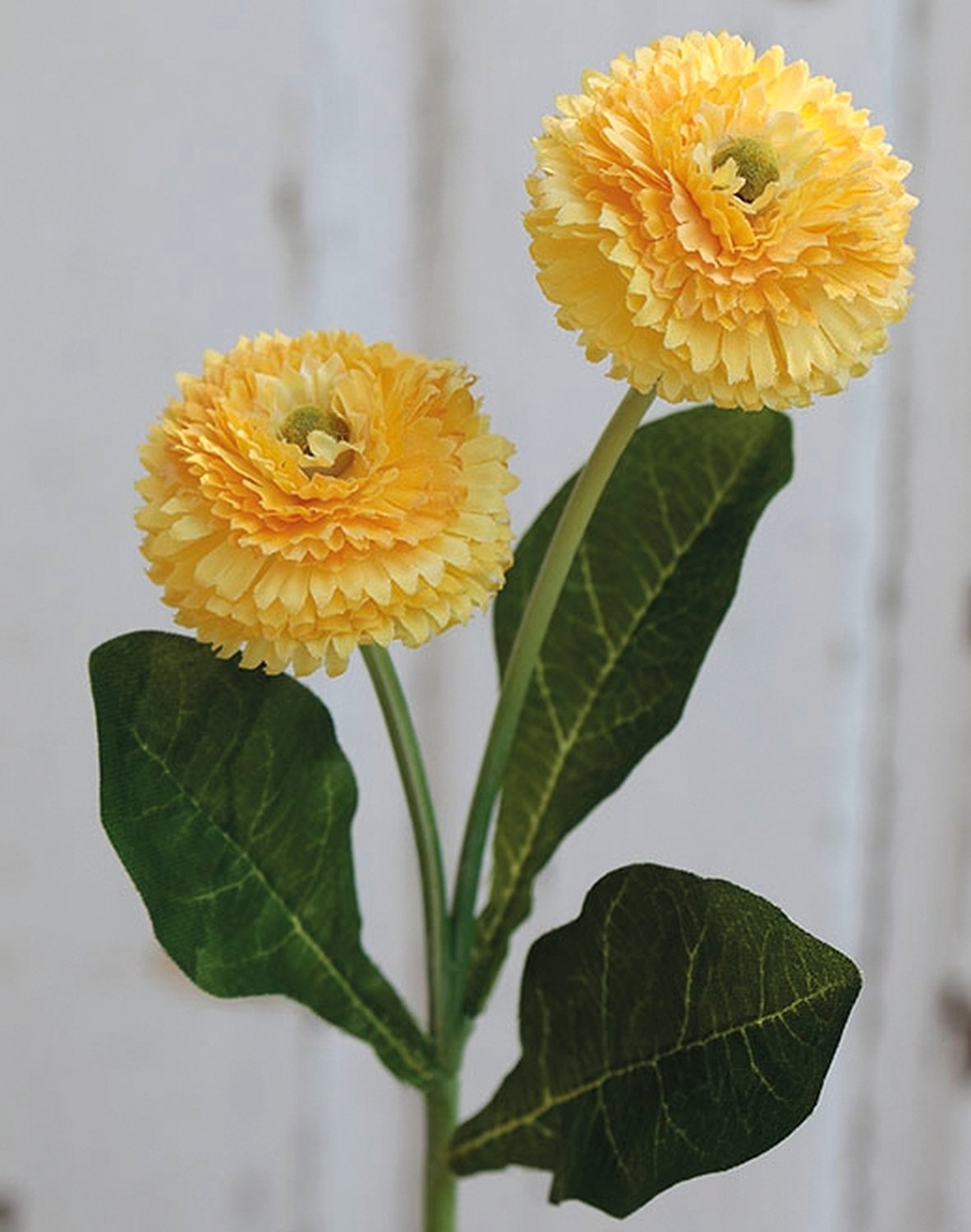 Künstliche Bellis auf Steckstab, 2 Blüten, 26 cm, gelb