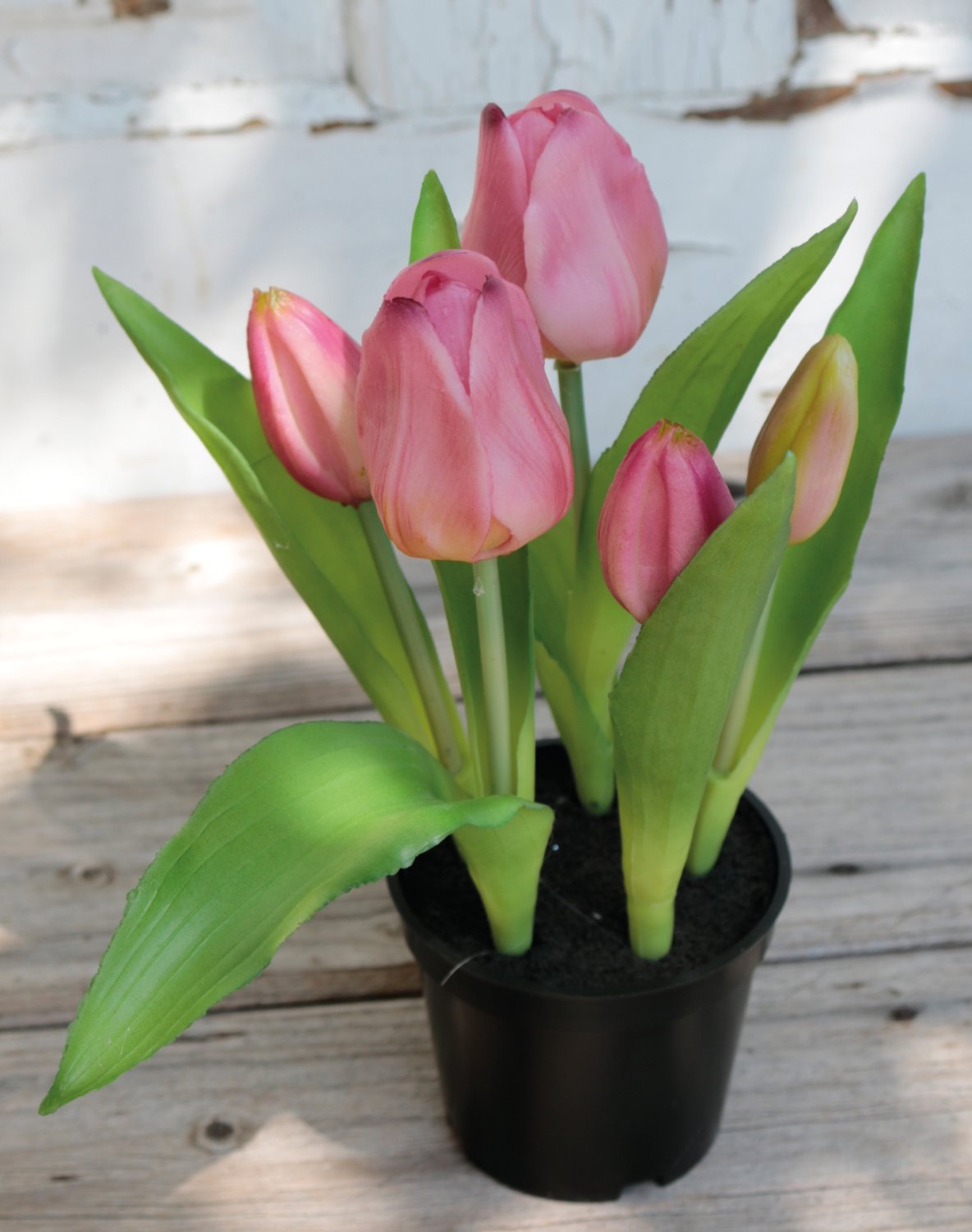 Künstliche Tulpen, getopft, 5-fach, 25 cm, Real Touch, hellviolett