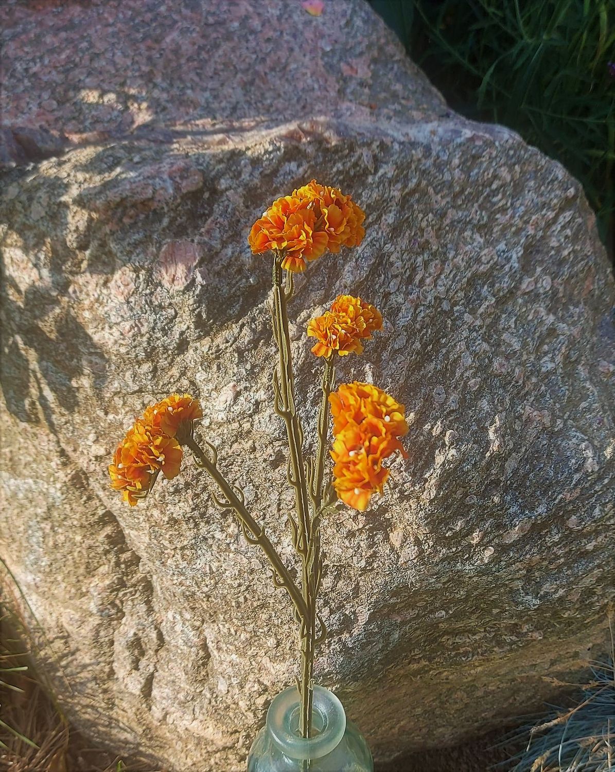 Artificial flower statice "Vintage", 64 cm, orange