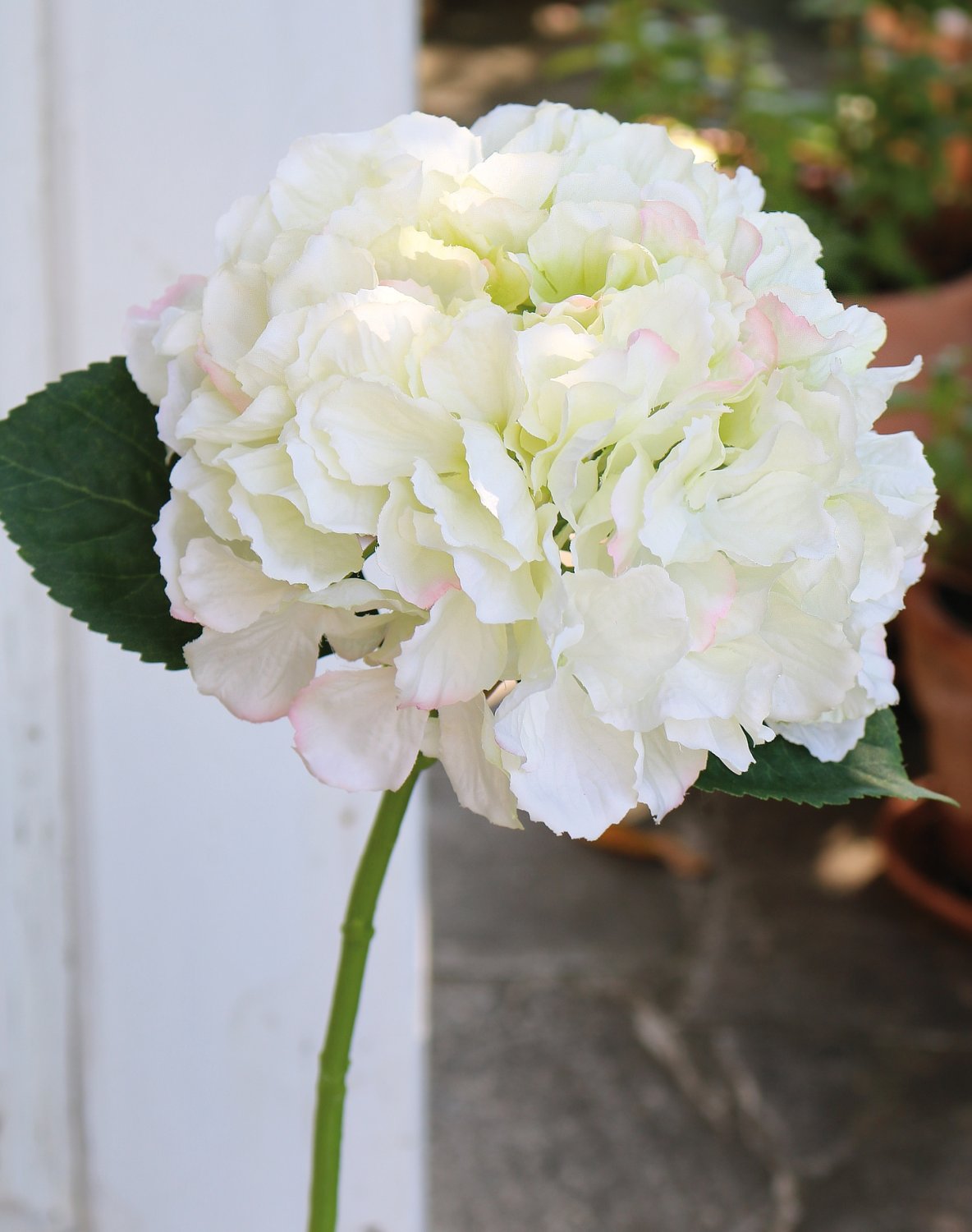 Silk hydrangea, 40 cm, white-green