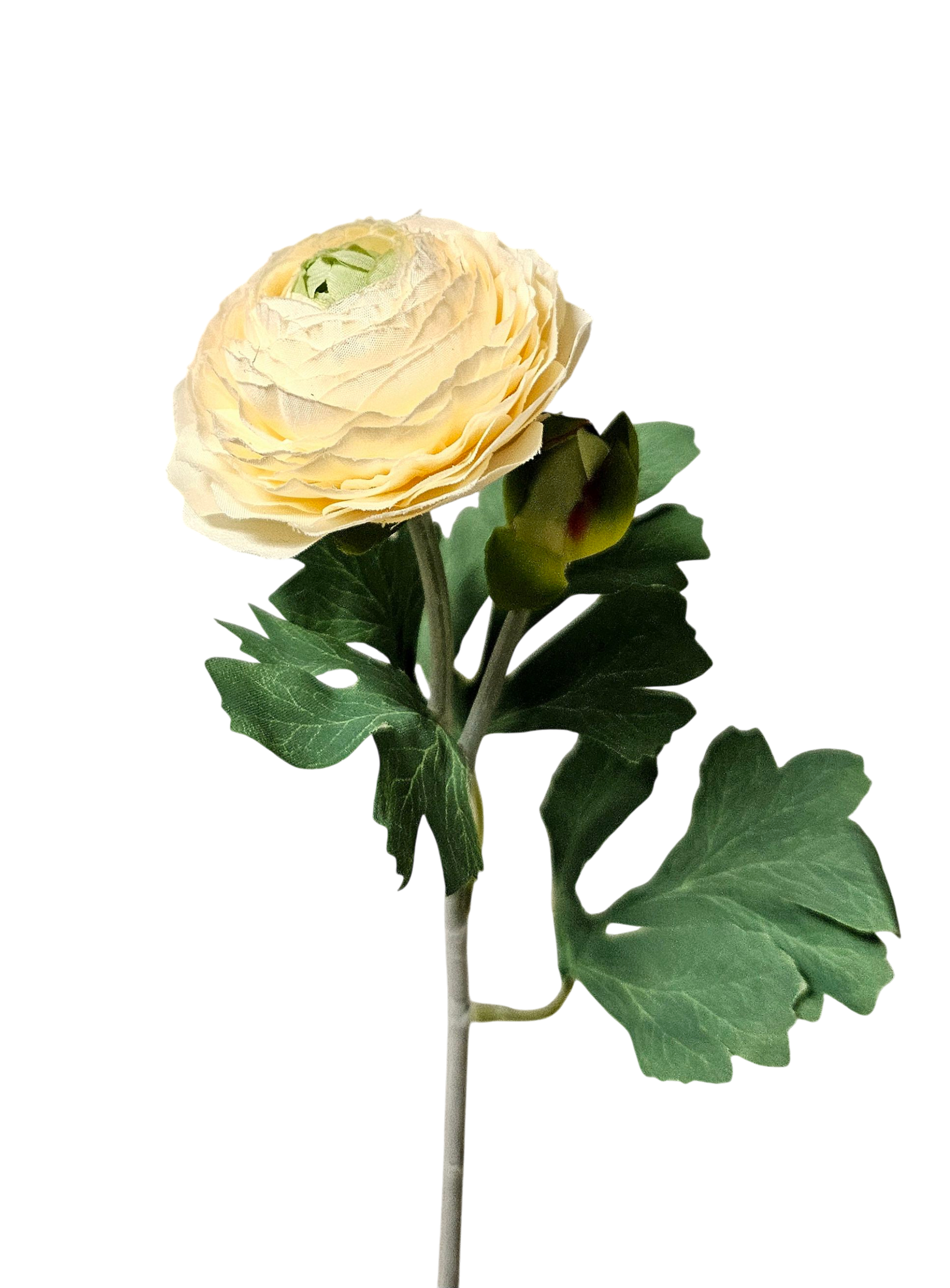 Künstliche Ranunkel, 44 cm, weiß-grün