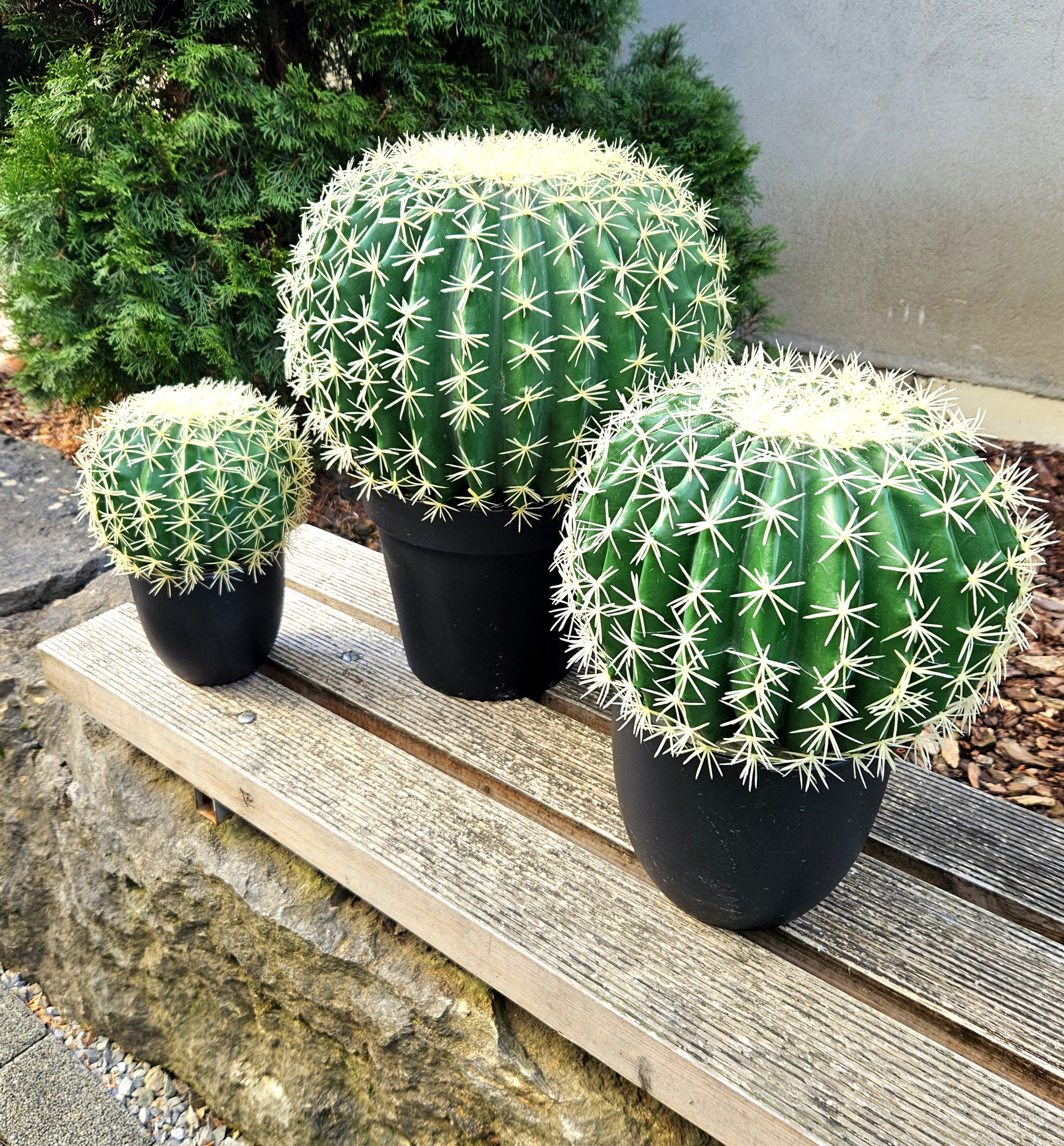 Artificial ball cactus, 45 cm, Ø 35 cm, green