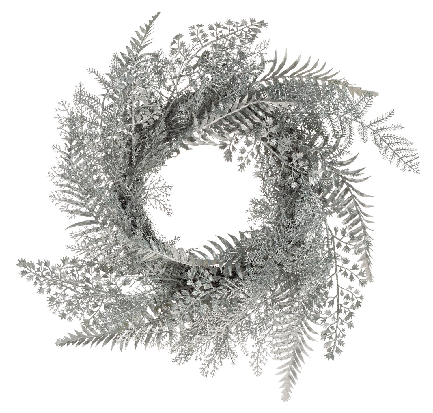 Fake fern wreath "Vintage", Ø 46 cm, silver