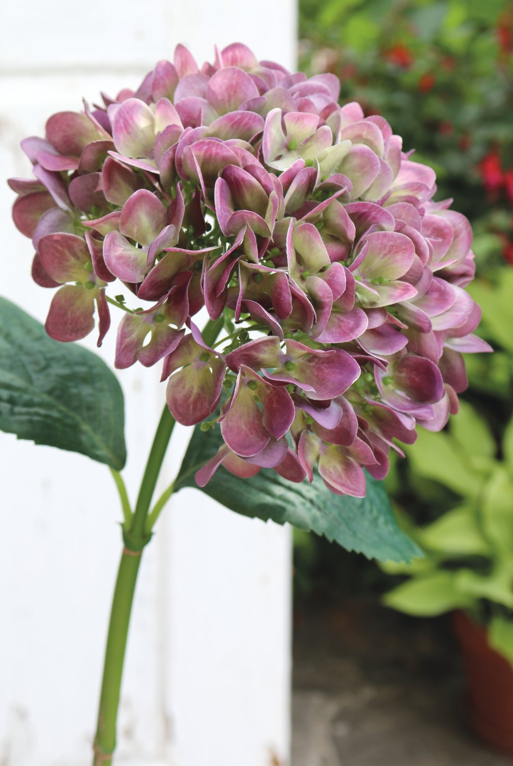 Plastic hydrangea, 65 cm, violet-green