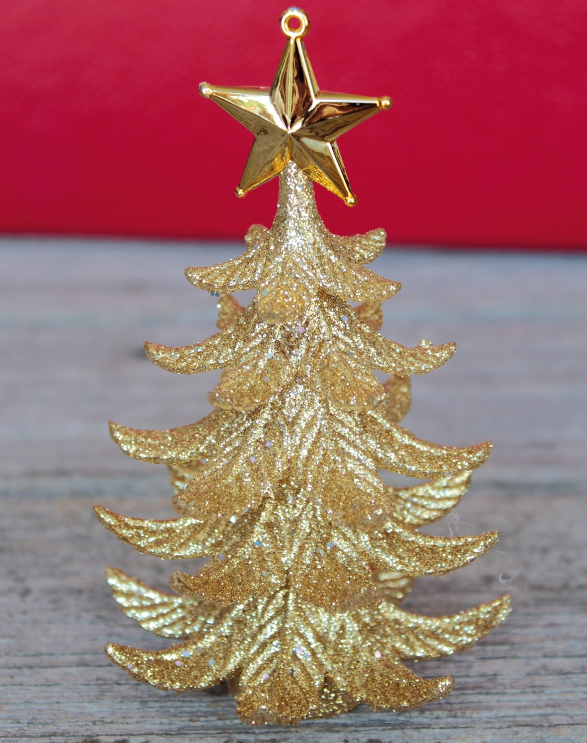 Decoration fir tree, acrylic, 12 cm, gold