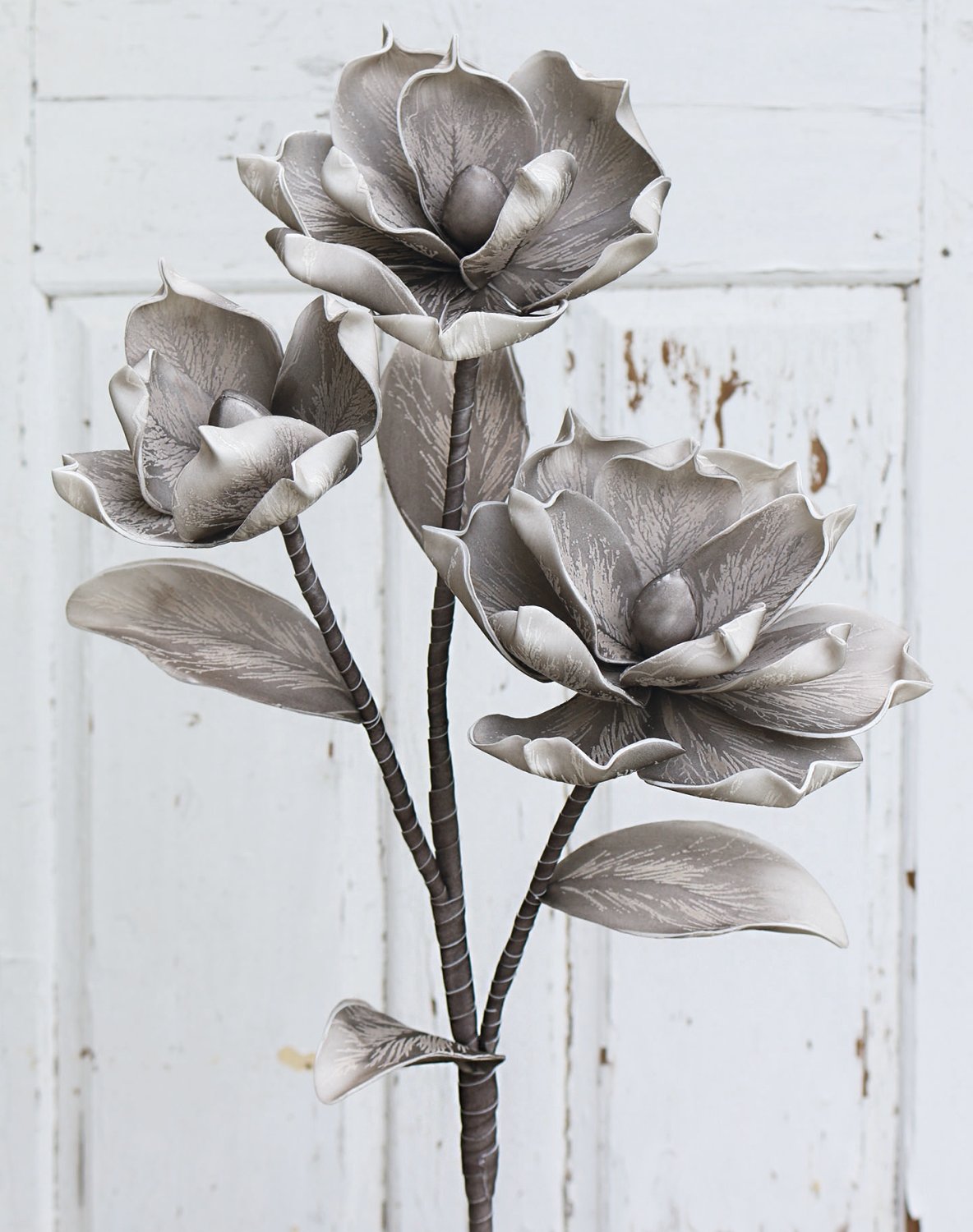 Künstliche Soft flower 'Blüte', 115 cm, grau