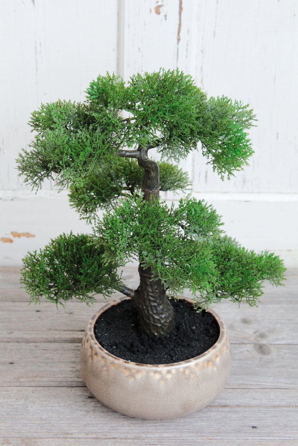 Künstliche Bonsai-Konifere in Keramiktopf, 46 cm, grün