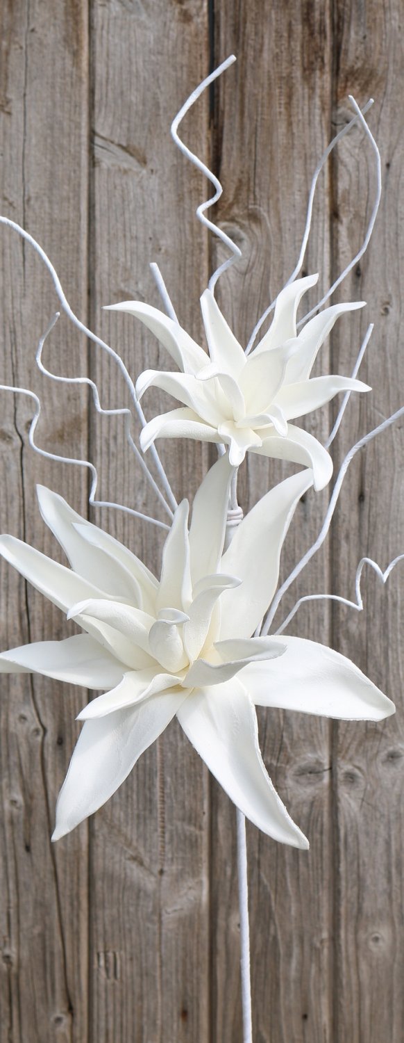 Künstlicher Soft flower 'Blütenzweig', 2 Blüten, 105 cm, weiß