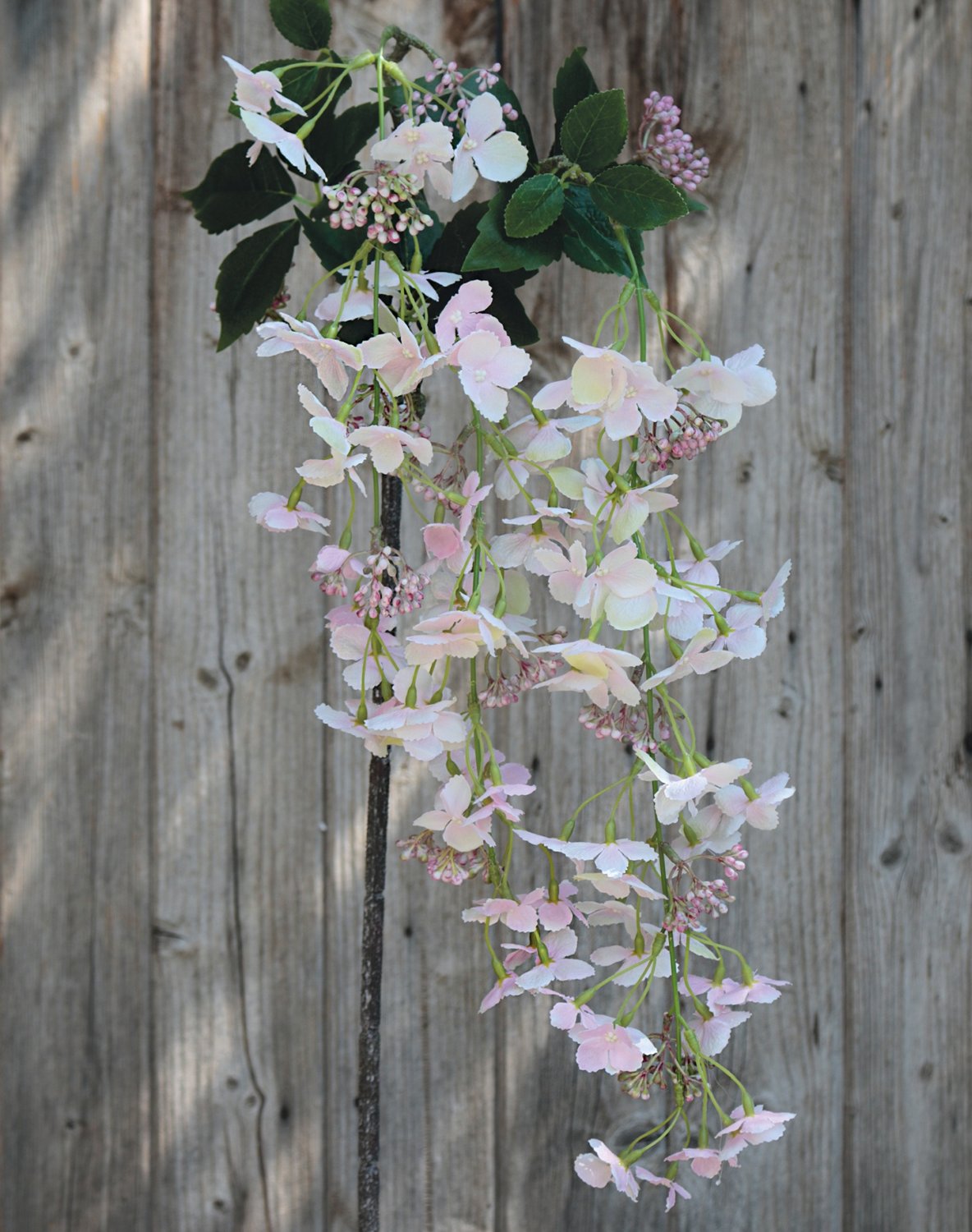 Hydrangea faux flower hanger, 119 cm, light pink