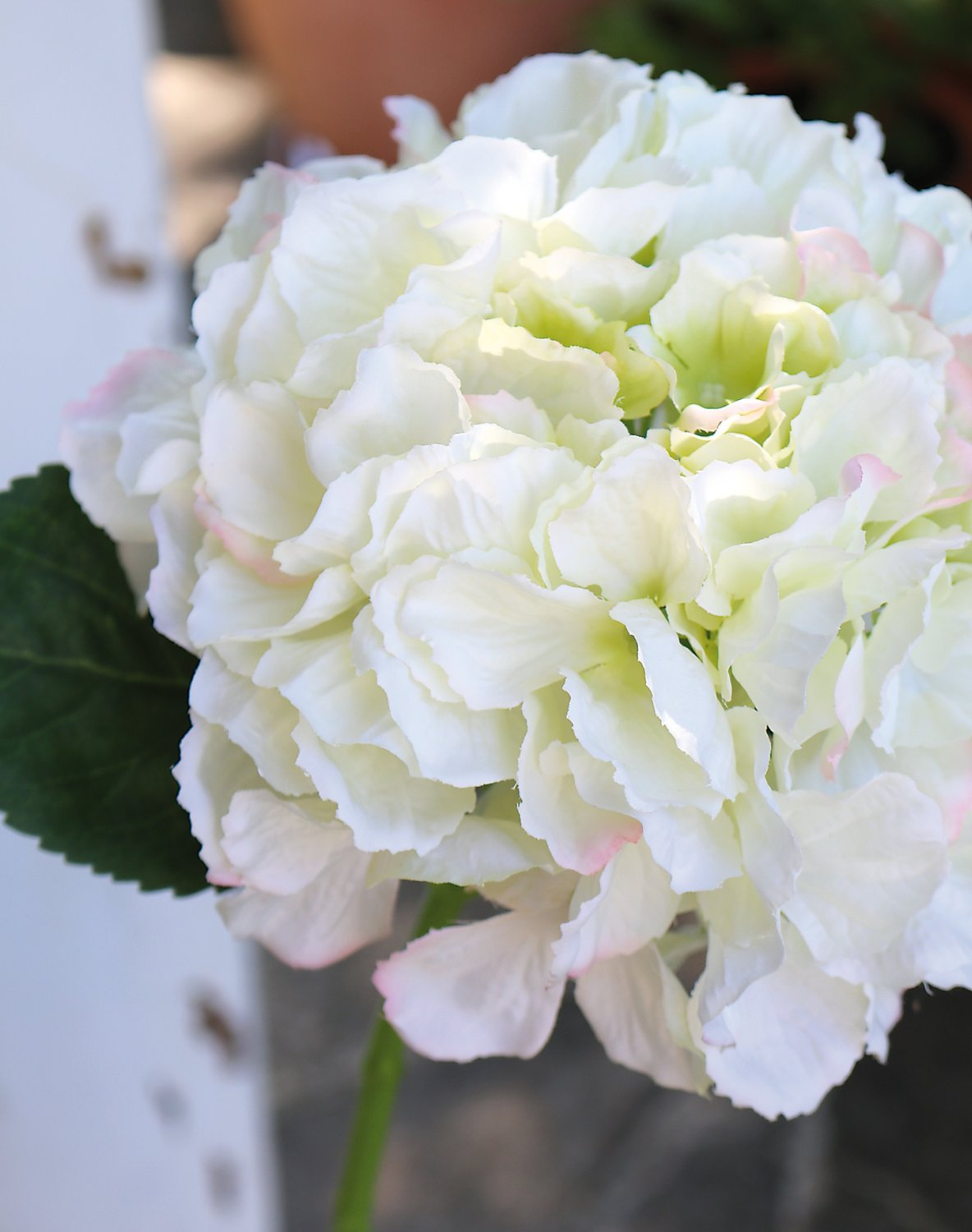 Silk hydrangea, 40 cm, white-green