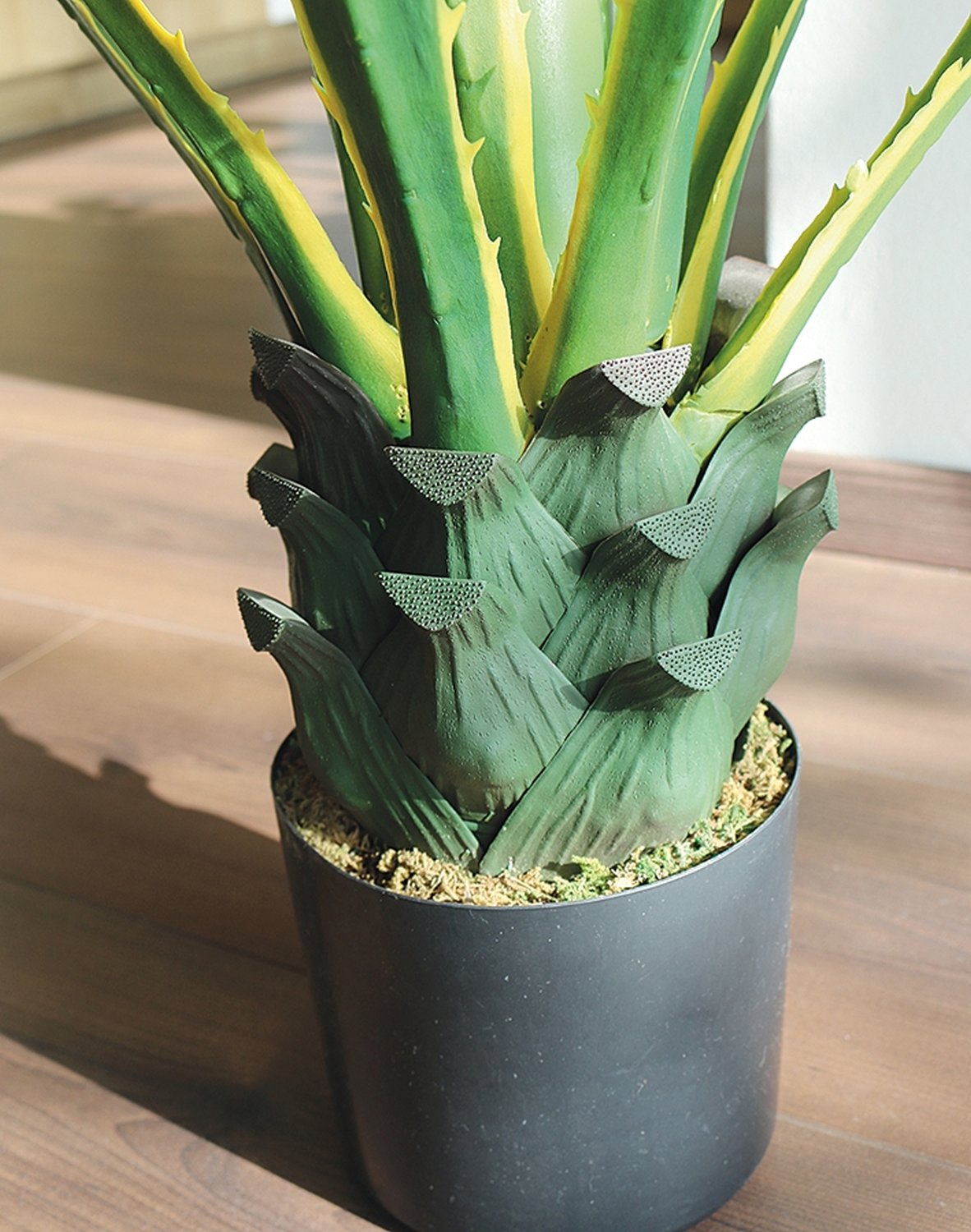 Agave artificiale, in vaso, 14 foglie, 110 cm, verde-giallo