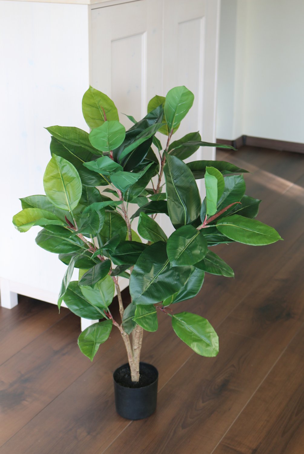 Künstlicher Ficus elastica (Gummibaum), getopft, 90 cm, grün
