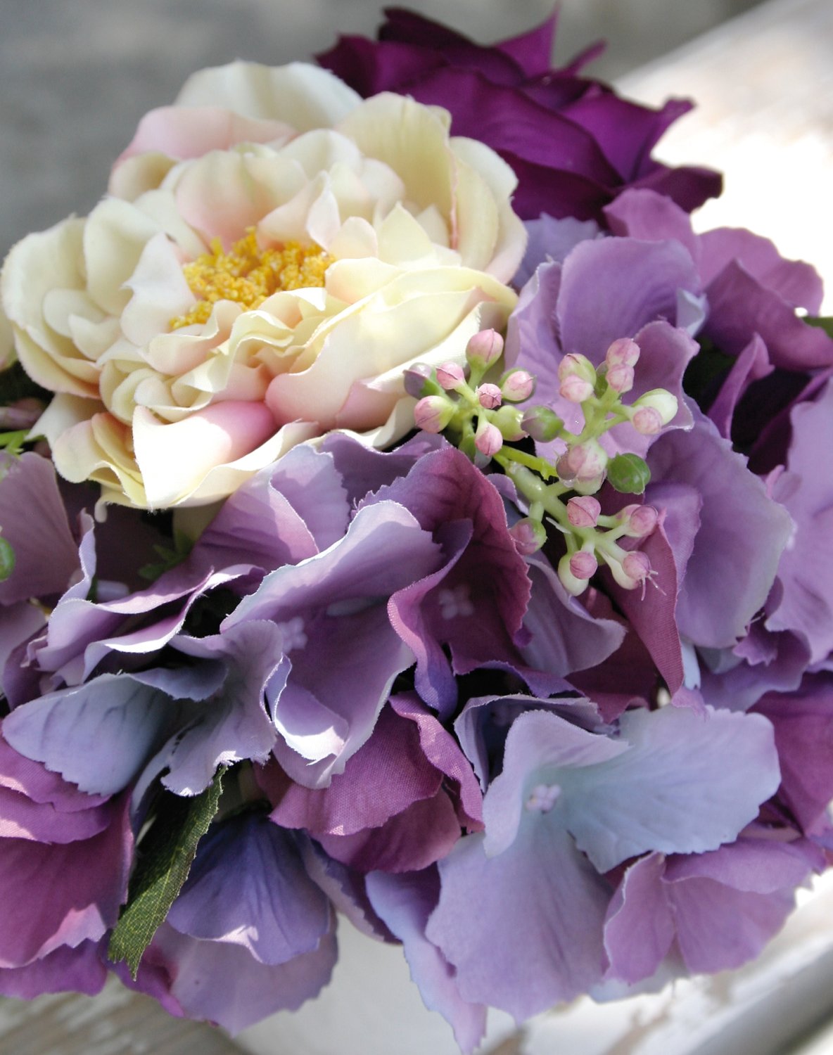 Künstliches Päonien Arrangement in Keramiktopf, 17 cm, hellviolett